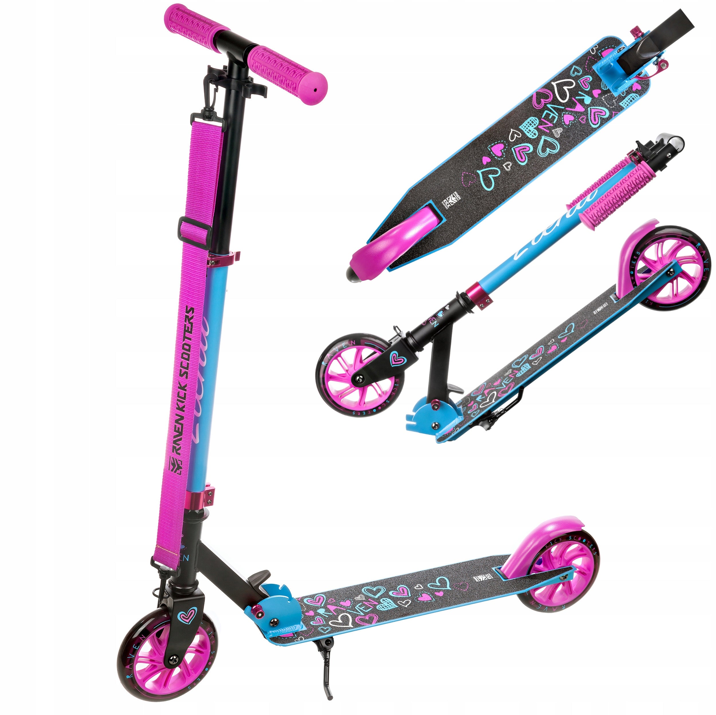 Children's Scooter Folding RAVEN Elena Black 145mm LED Wheels
