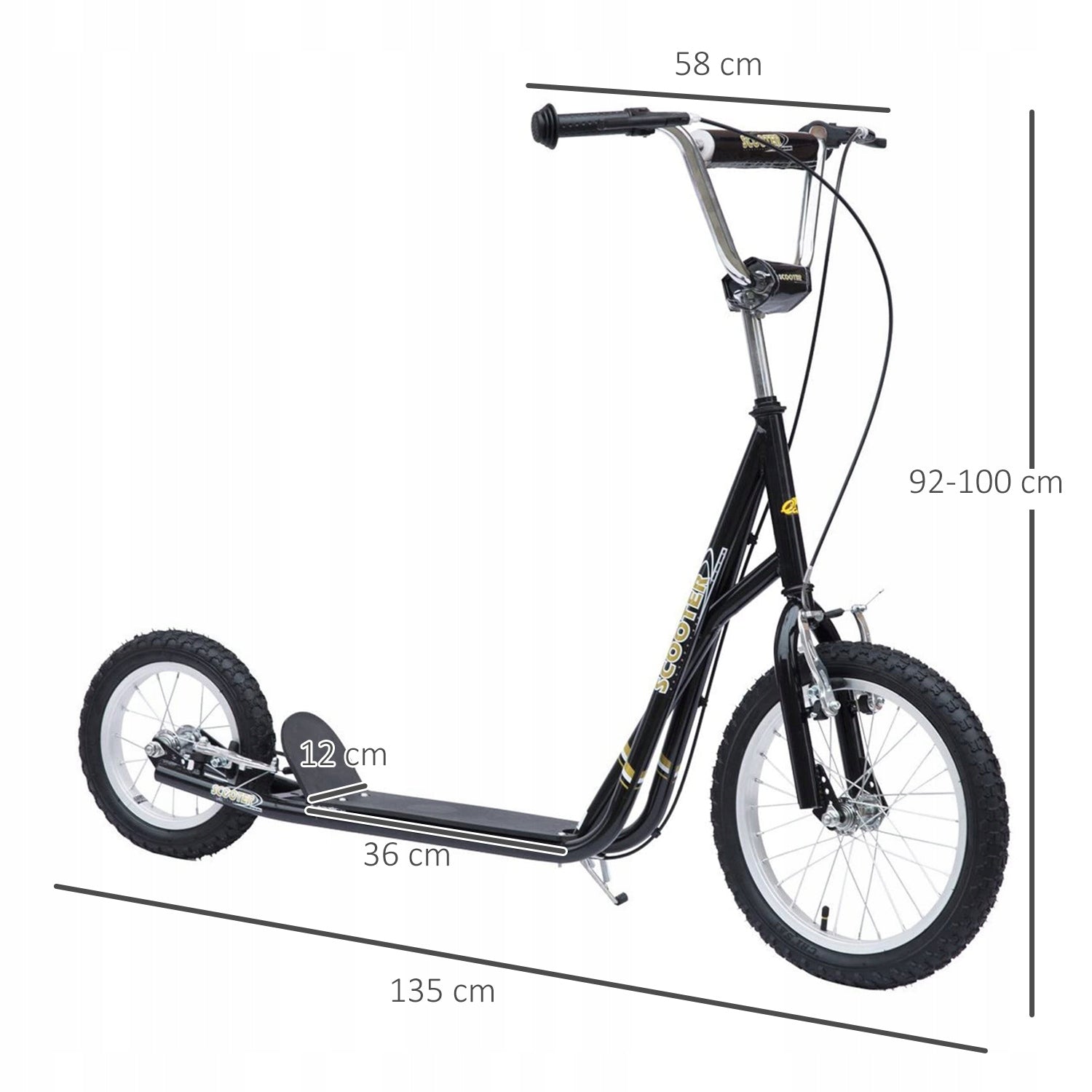 Children's Scooter Urban Children Adjustable with Brakes Black Color black