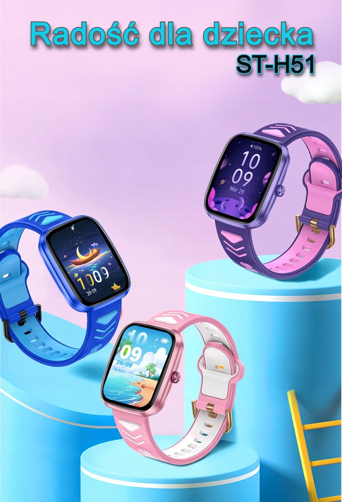 Children's Smartwatch ST H51 Touch Screen Bluetooth Android iOS Black Packaging status original