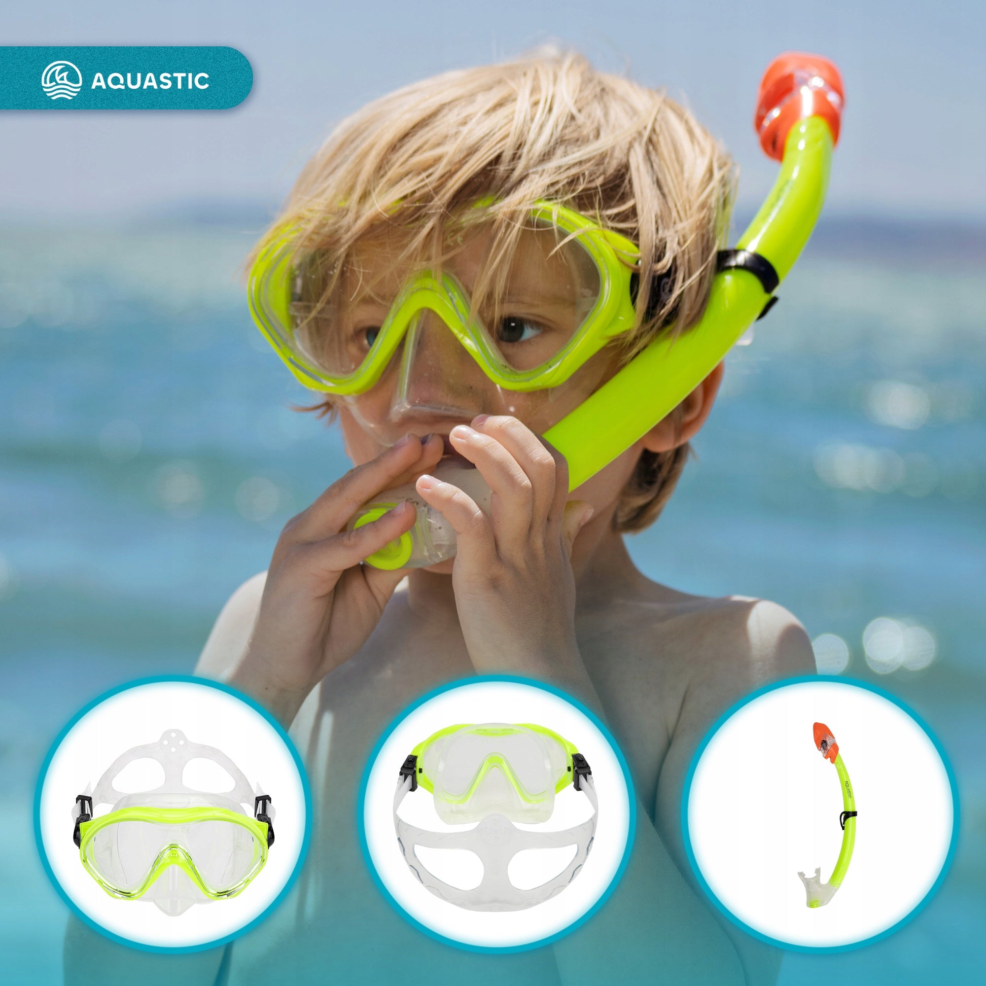 Children's Swimming Diving Set SNORKELING AQUASTIC MASK PIPE Model Minke