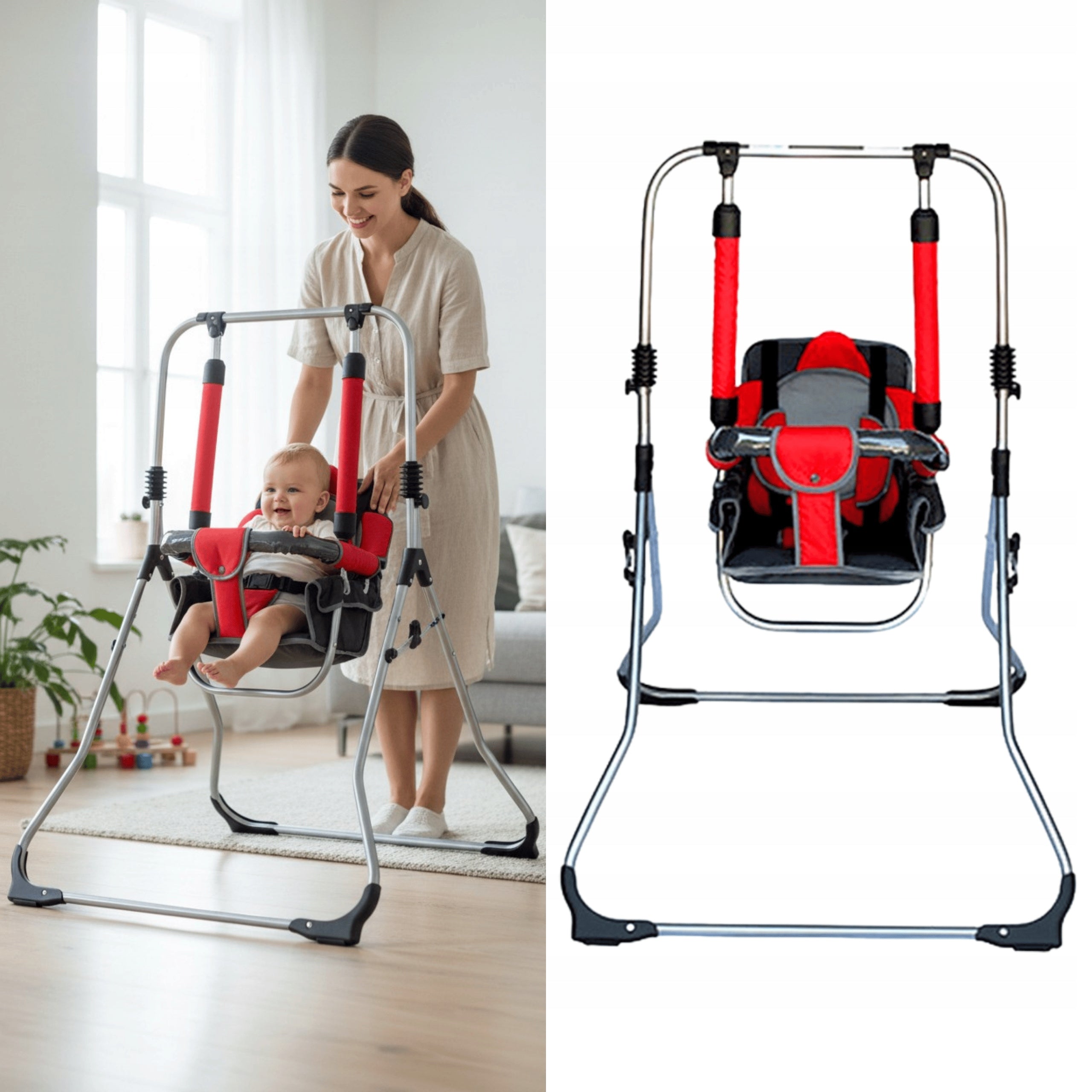 Children's Swing with Freestanding Folding Frame for Home Garden 3 in 1