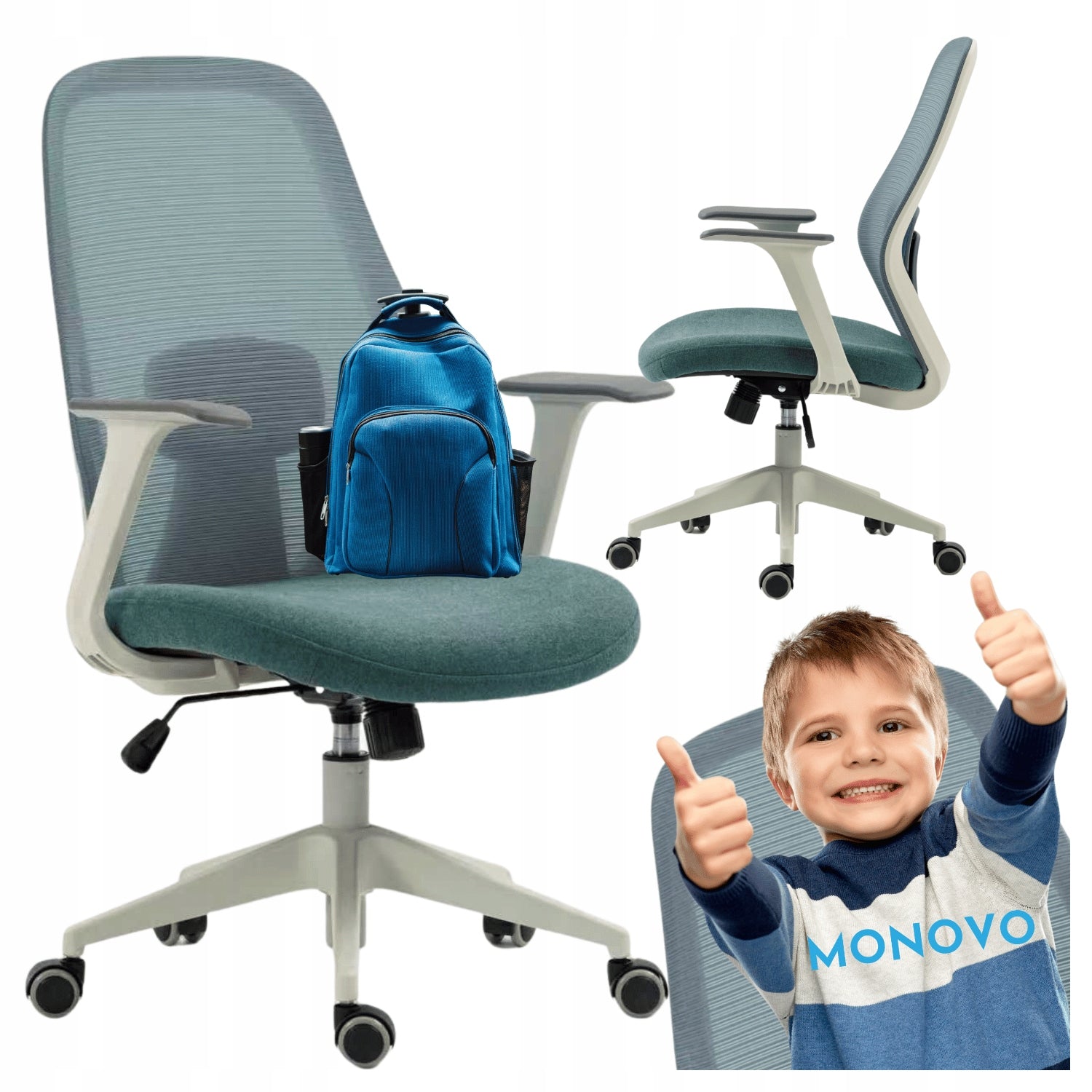 Children's Swivel Chair With Armrests For Desk Mesh Green RALIS