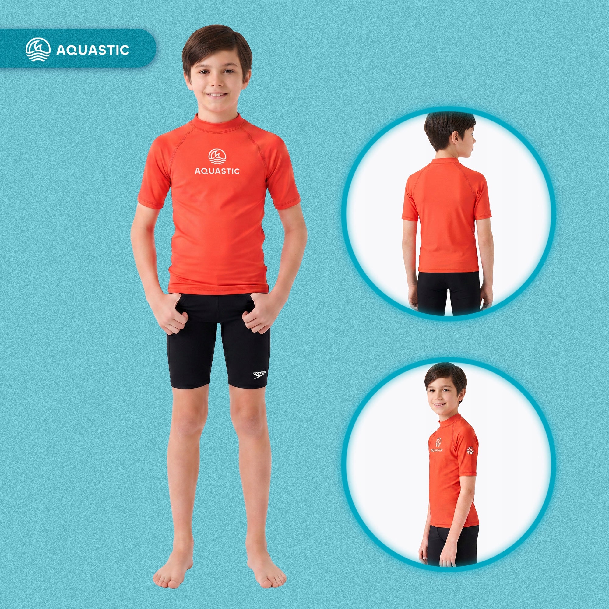 Children's T-shirt AQUASTIC Rimos UV 50+ UPF orange 141-150 Color orange