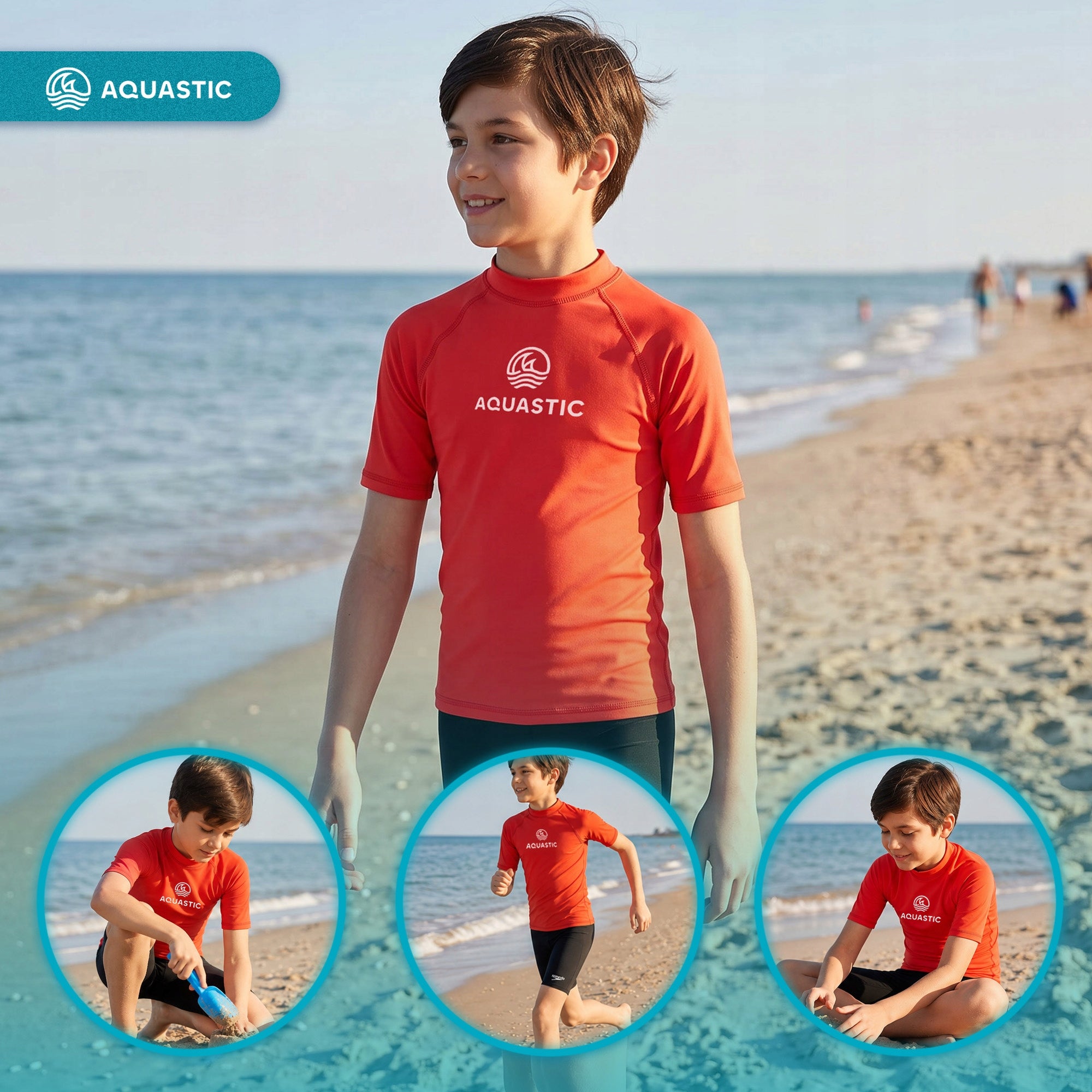 Children's T-shirt AQUASTIC Rimos UV 50+ UPF orange 141-150 Size 150