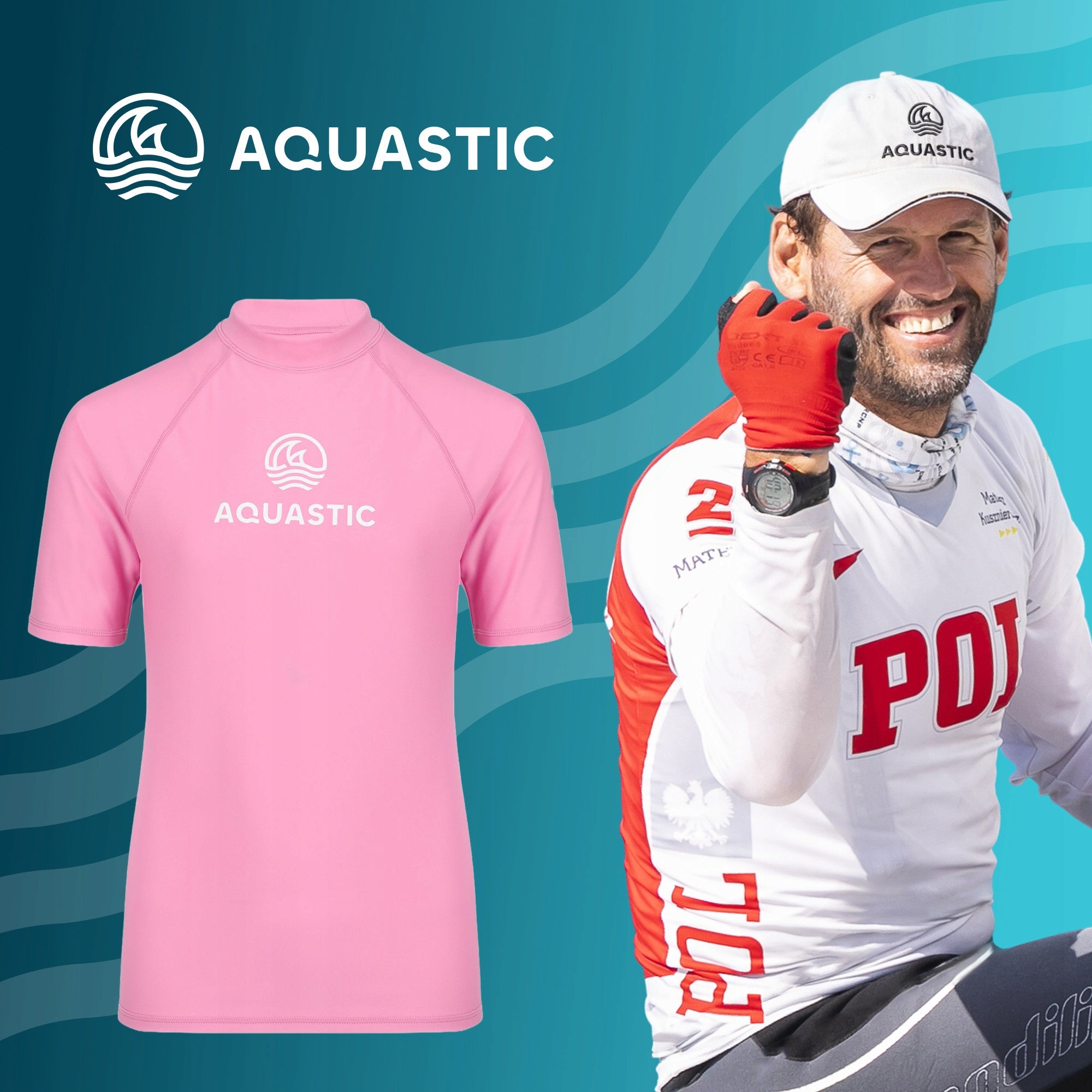 Children's T-shirt AQUASTIC Rimos UV 50+ UPF pink 141-150 QUICK-DRYING Packaging status original