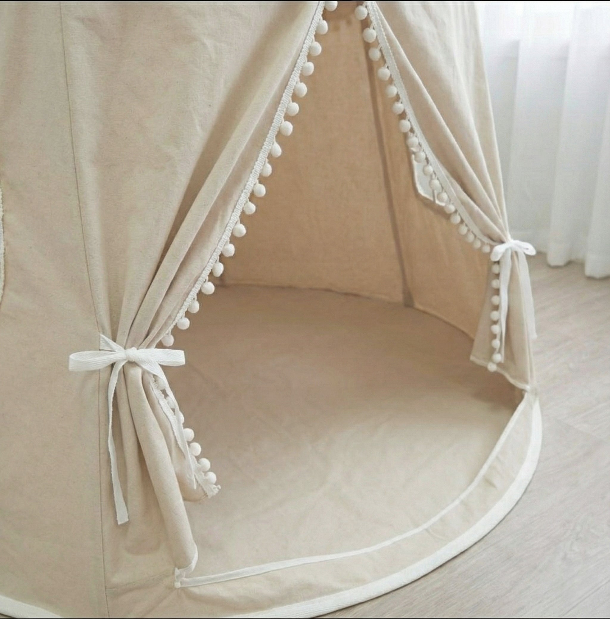 Children's TENT For Garden Room Home Castle Palace Folding Tipi Beige Brand Bestomi