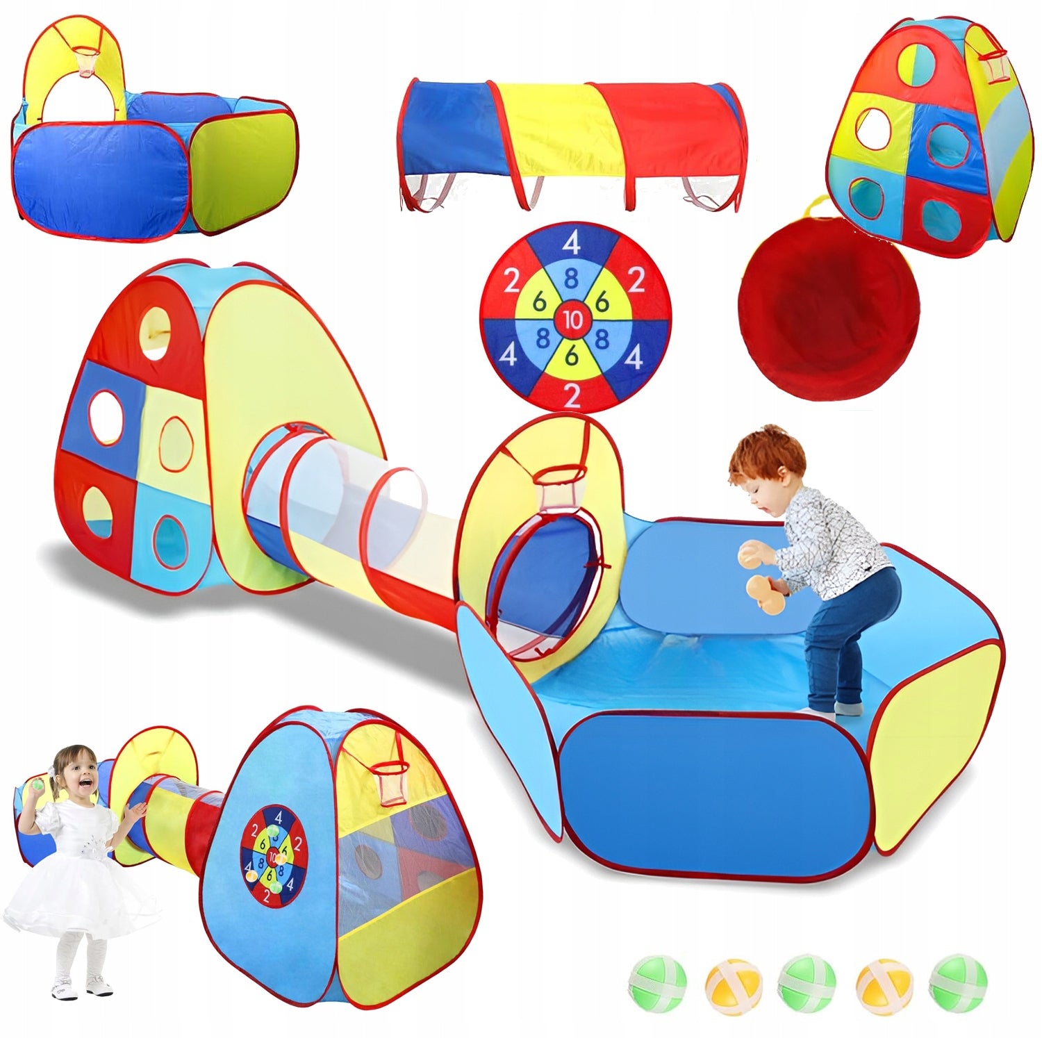 Children's Tent with Tunnel Folding For Garden Room Ball Shield Bag