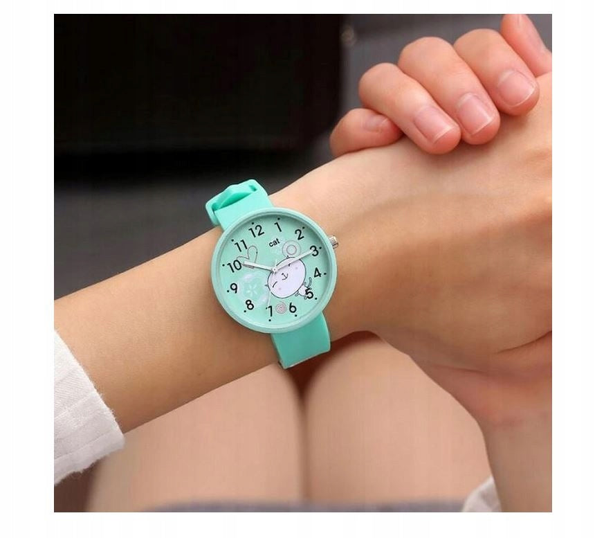 Children's Watch KITTEN Mint for Girls Numbers Slim Brand Likado