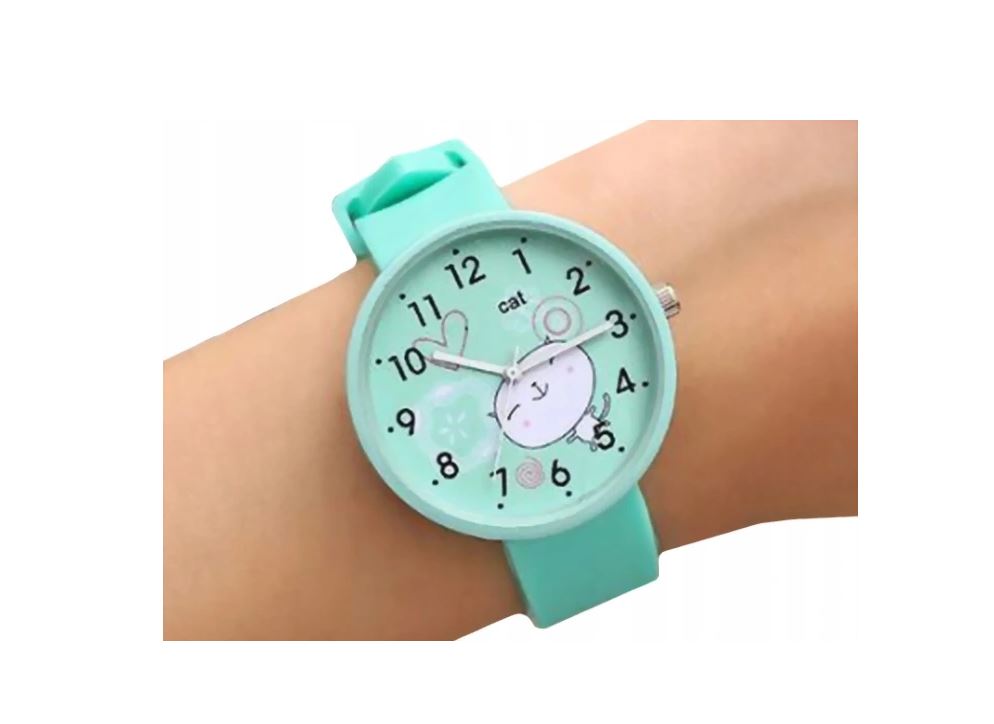 Children's Watch KITTEN Mint for Girls Numbers Slim