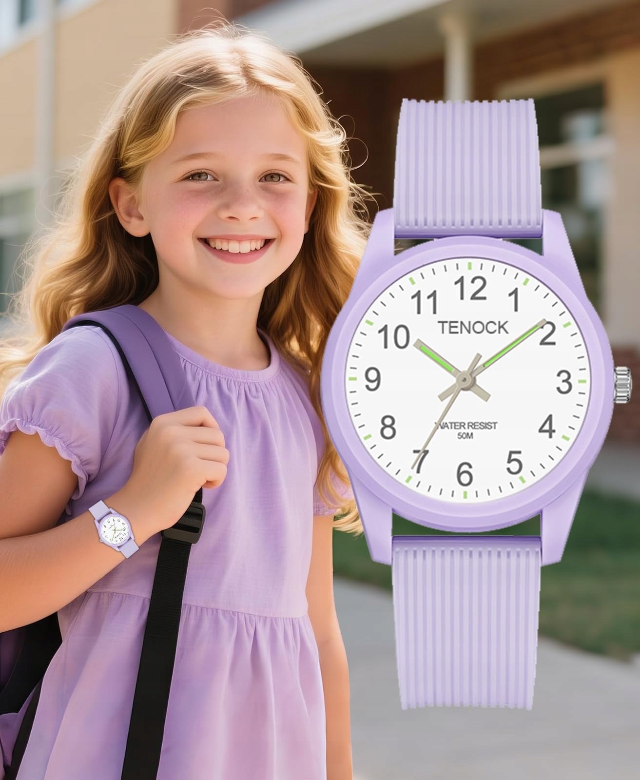 Children's Watch Learning Hours Purple Waterproof 50M Silicone Swimming Brand no brand