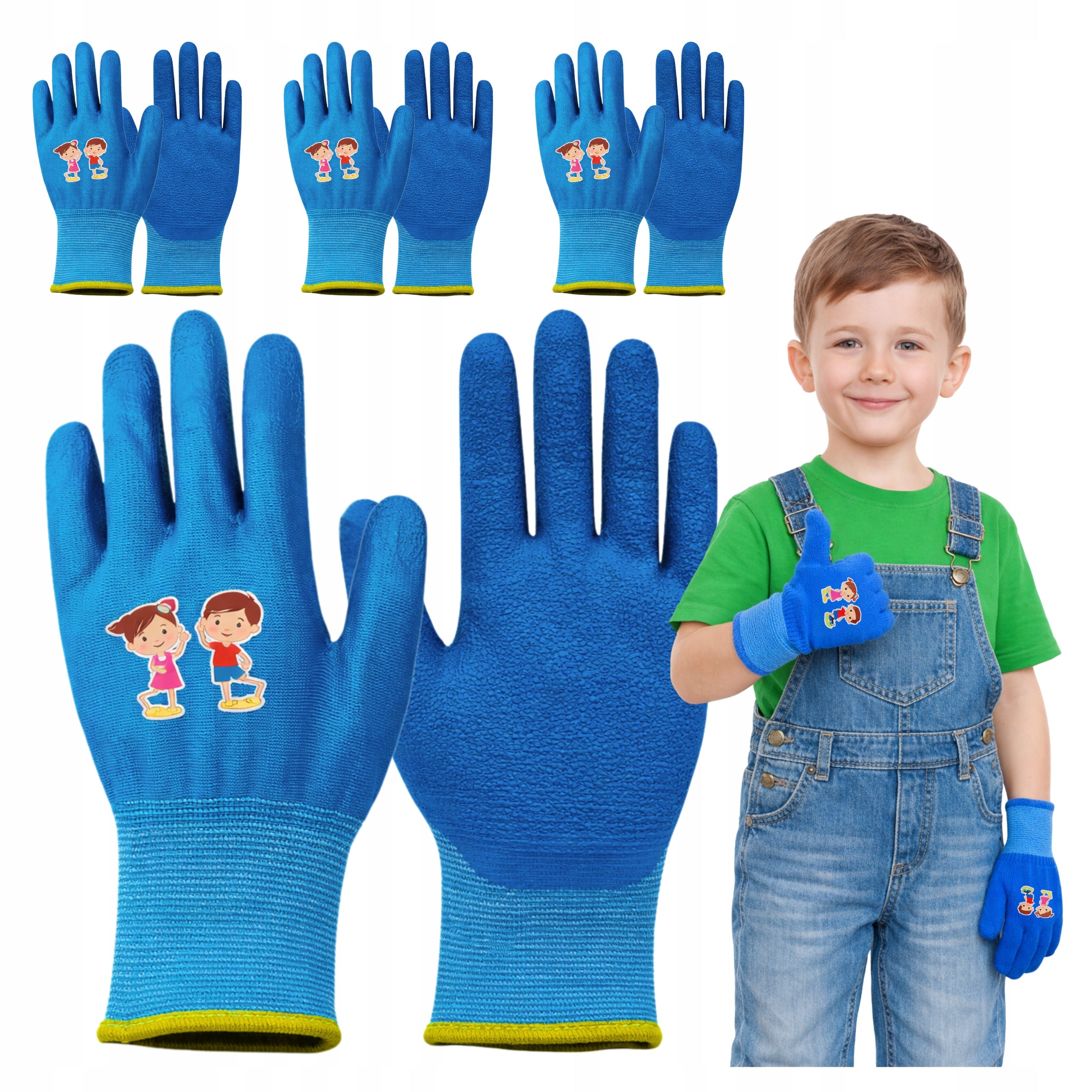Children's Work Gloves Garden Gloves Elastic Latex 3 Pairs