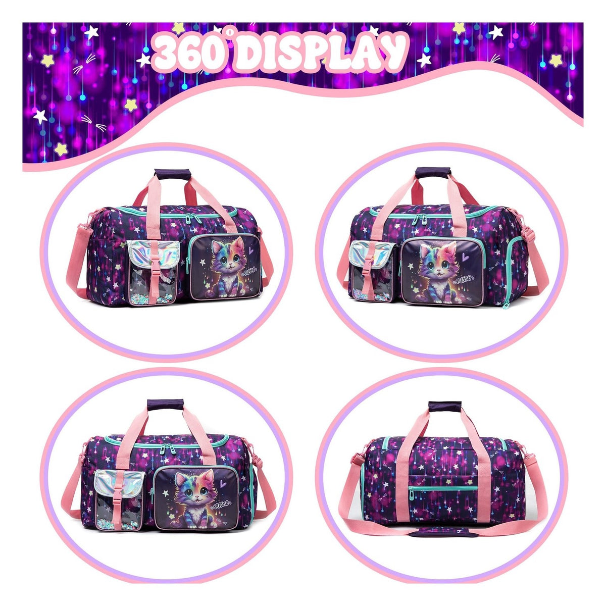 Children's bag - with shoe compartment - for girls Color white