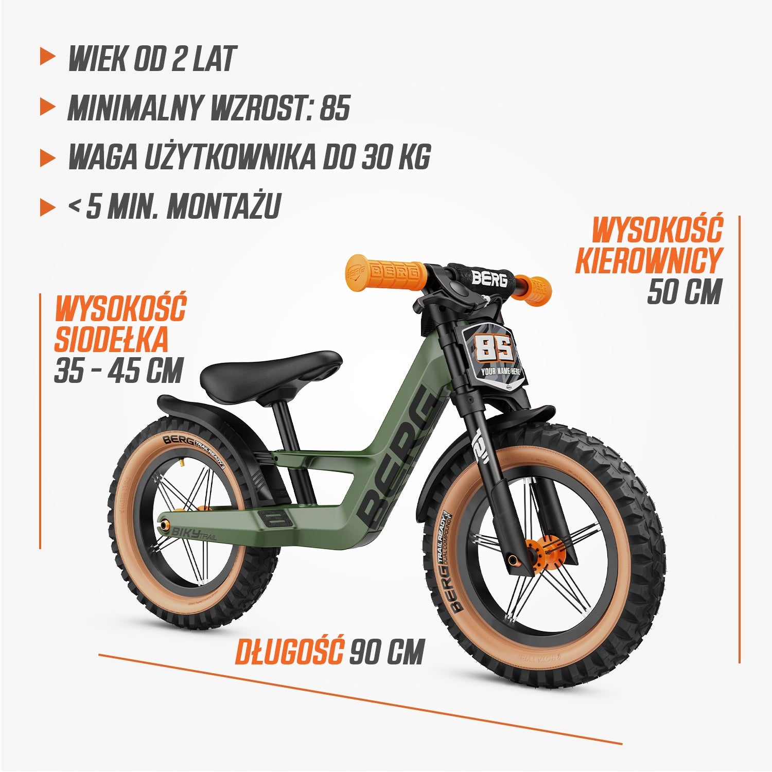 Children's balance bike BERG Biky Trail 12 inches from 2,5 green Kid's age 2＋ years