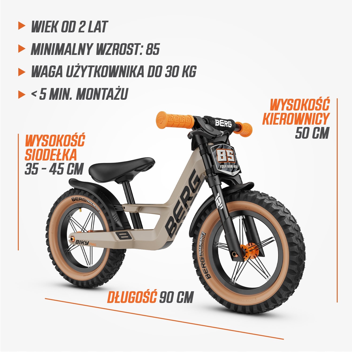 Children's balance bike BERG Biky Trail 12 inches from 2,5 sand Packaging status original