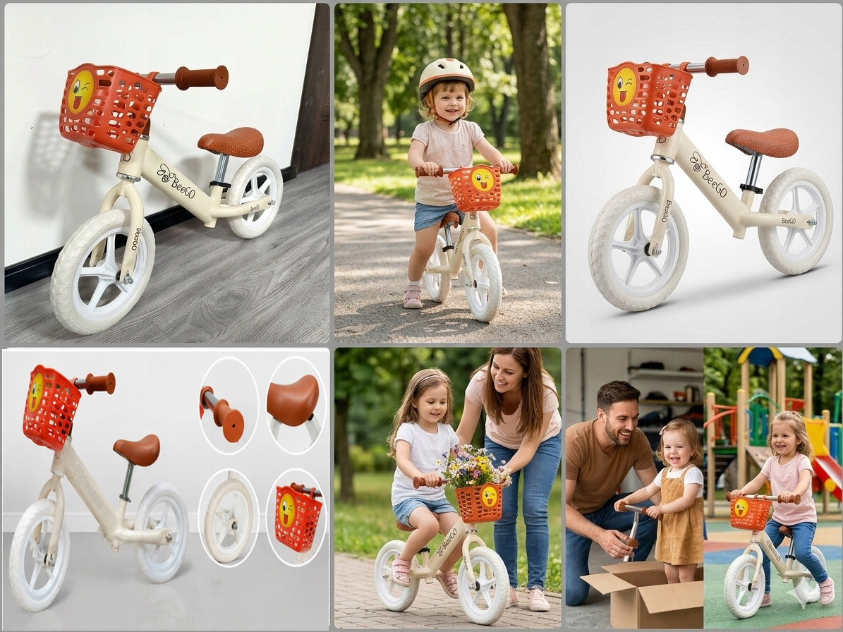 Children's balance bike BeeGO 12 inches from 2,5 sand beige gift Color beige