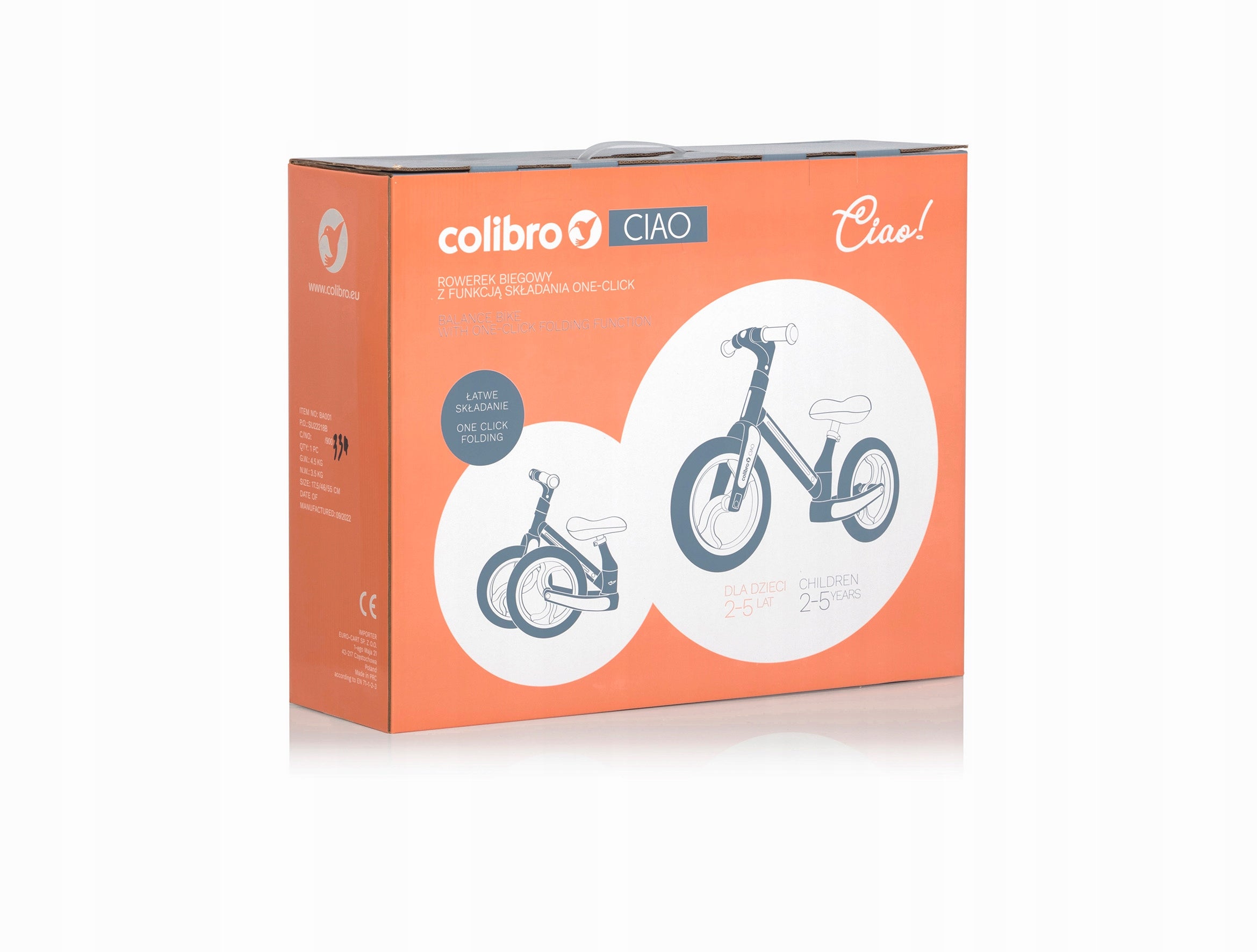 Children's balance bike Colibro Ciao Milky White 12 inches Model Rowerek biegowy dla dzieci Tremix Ciao Colibro