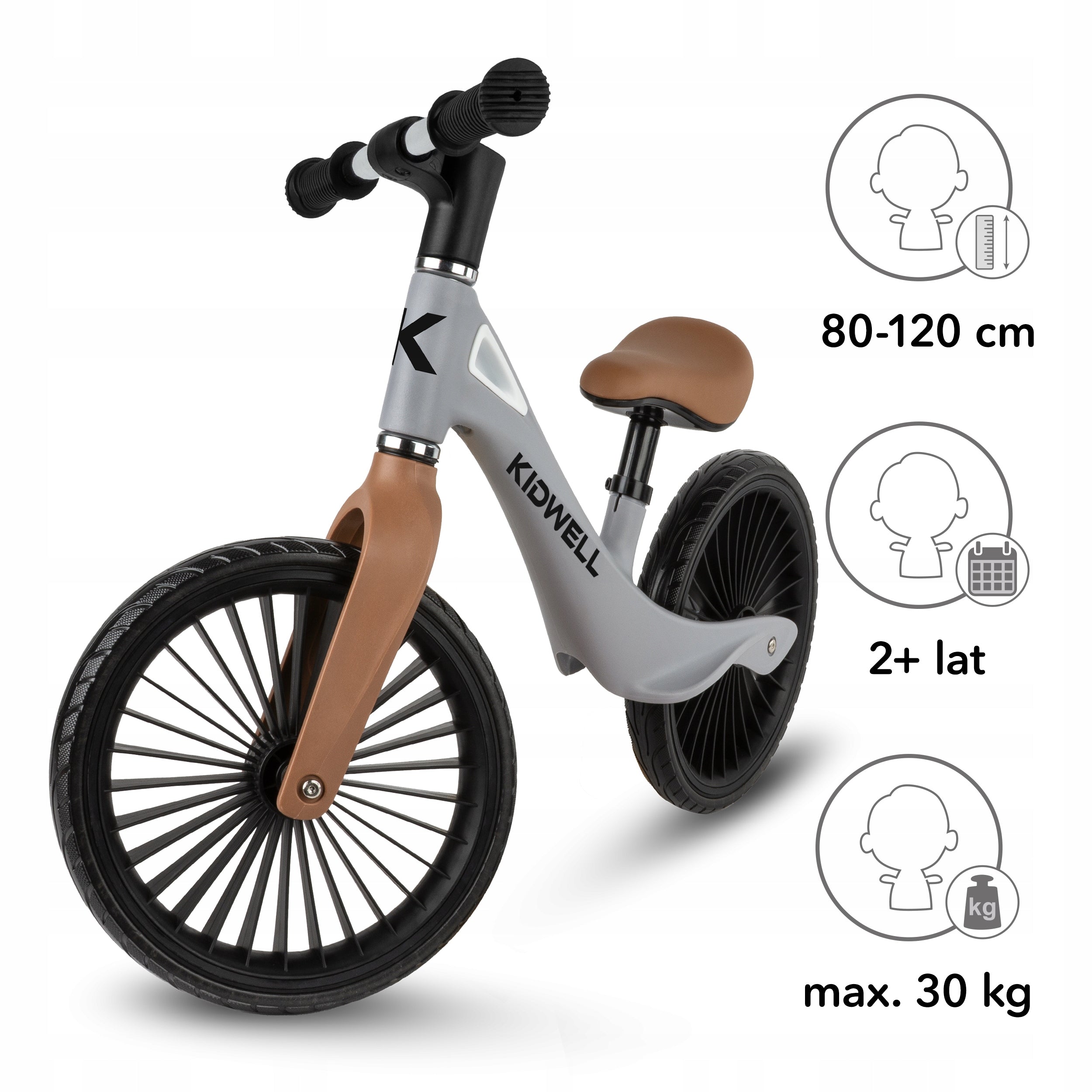 Children's balance bike Kidwell Nix Gray-Brown grey brown wheels Color brown gray