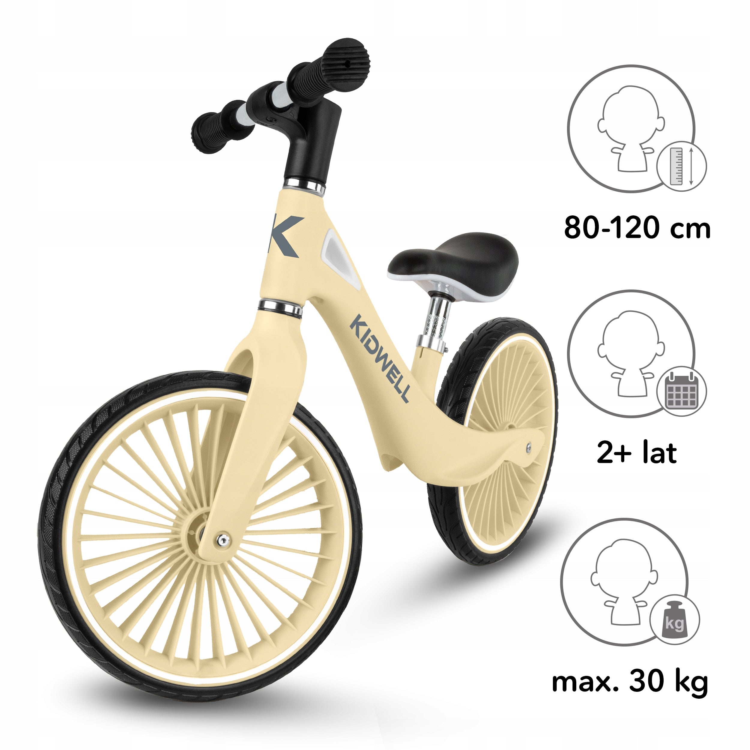Children's balance bike Kidwell Nix Yellow yellow Height 80–120 cm