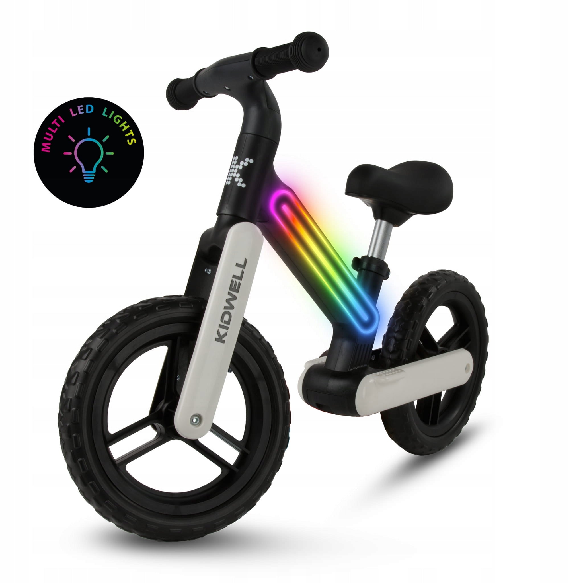Children's balance bike Kidwell Suno Black LED lights up to 30kg nylon Brake none