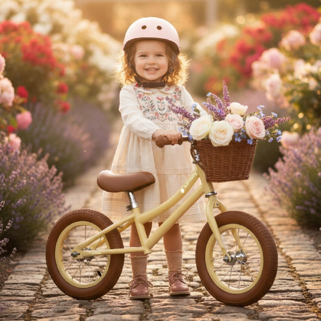 Children's balance bike Lightweight 3,9 kg Retro pumped wheels Basket Classic Frame steel