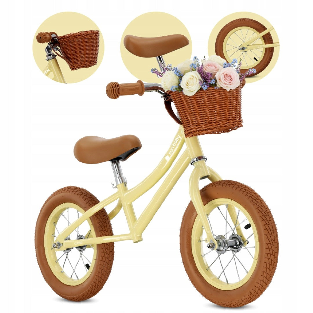 Children's balance bike Lightweight 3,9 kg Retro pumped wheels Basket Classic Kid's age 2＋ years