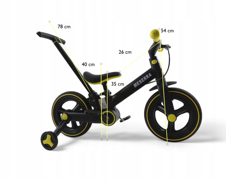 Children's balance bike Messera wheels 12 inches multifunctional cross-country Color black red blue pink yellow