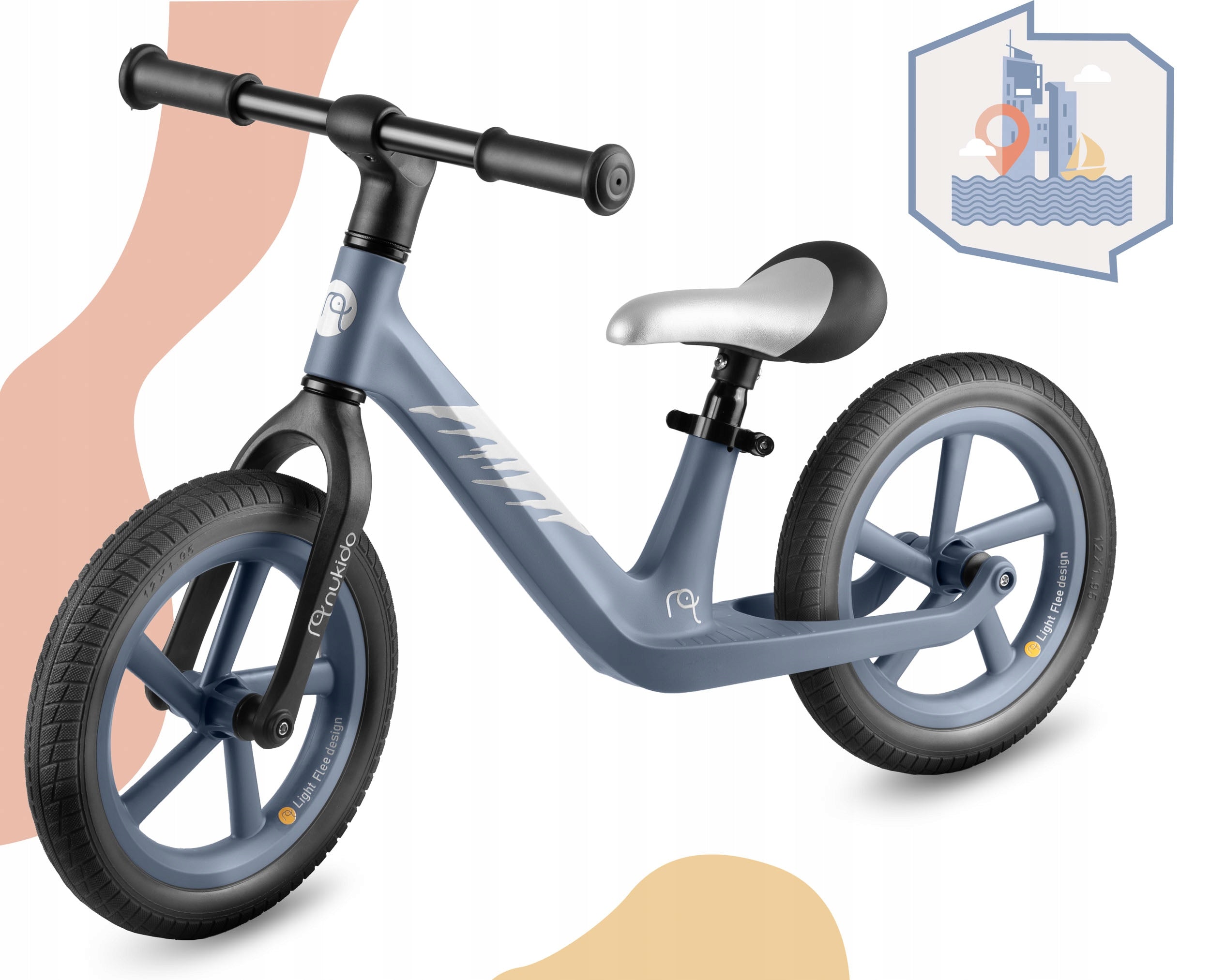 Children's balance bike Nukido Light Flee light Color black blue silver