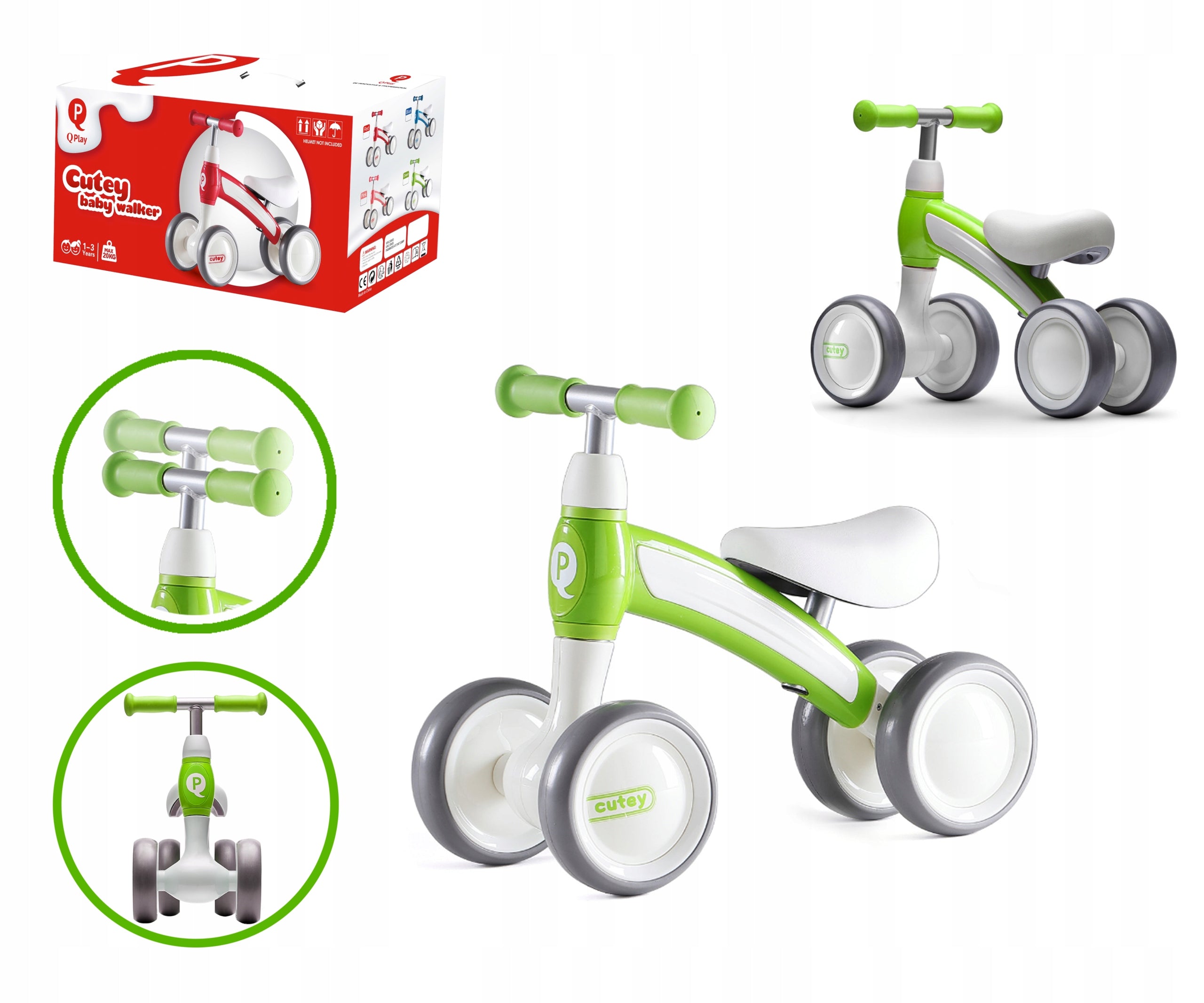 Children's balance bike Ride-on vehicle Qplay Cutey pusher Green