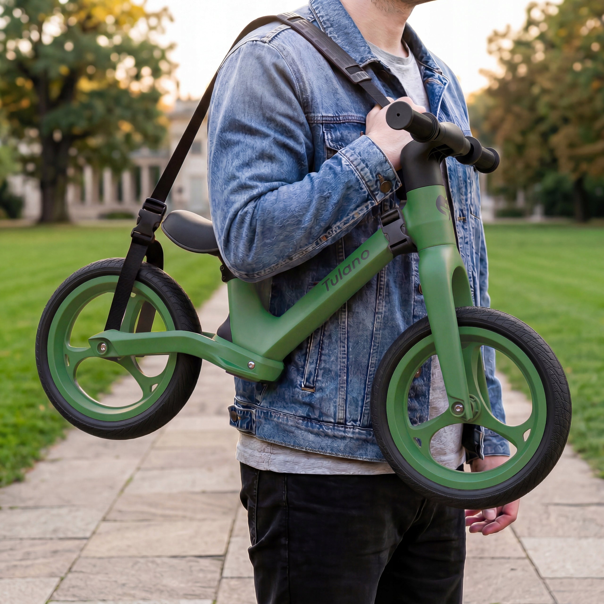 Children's balance bike TULANO green bike 12 inches light bike CHILD Height 90–130 cm
