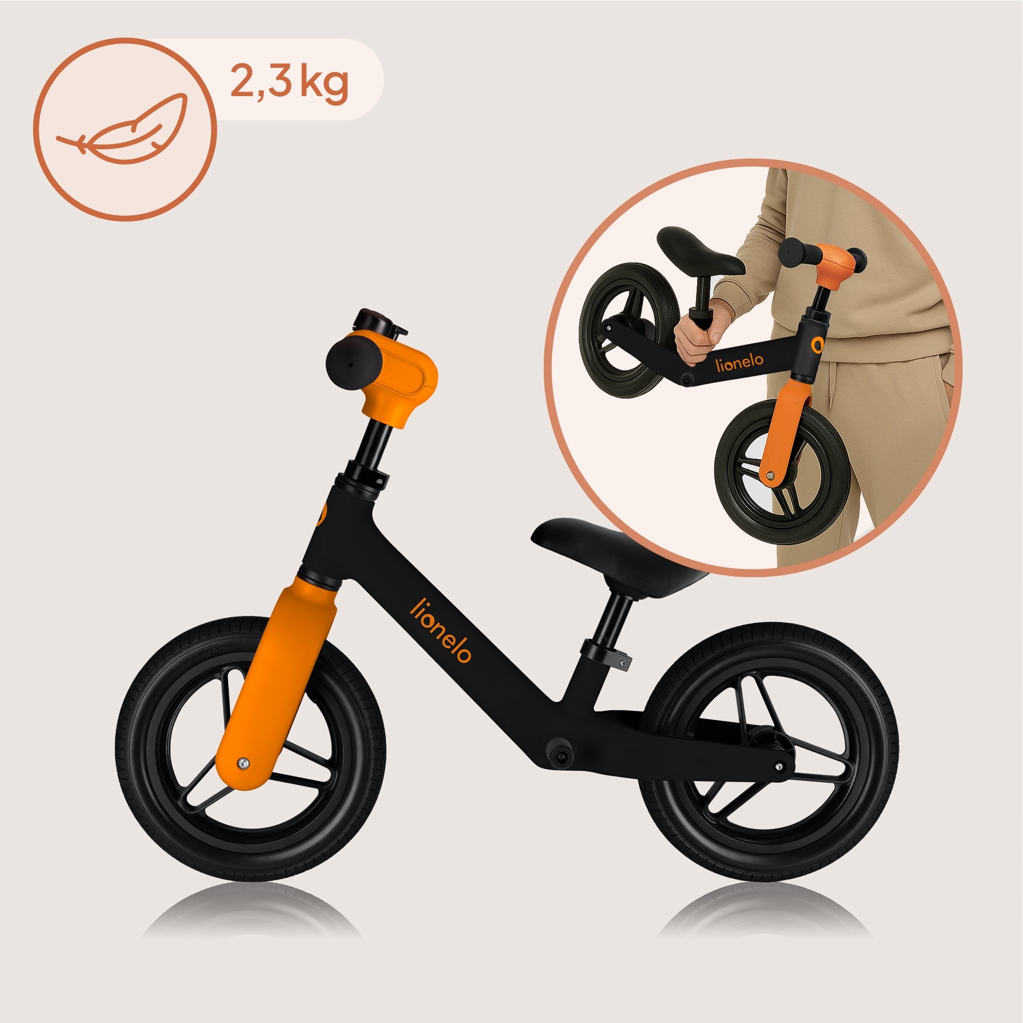 Children's balance bike adjustable maintenance-free wheels Lionelo Toni Color black