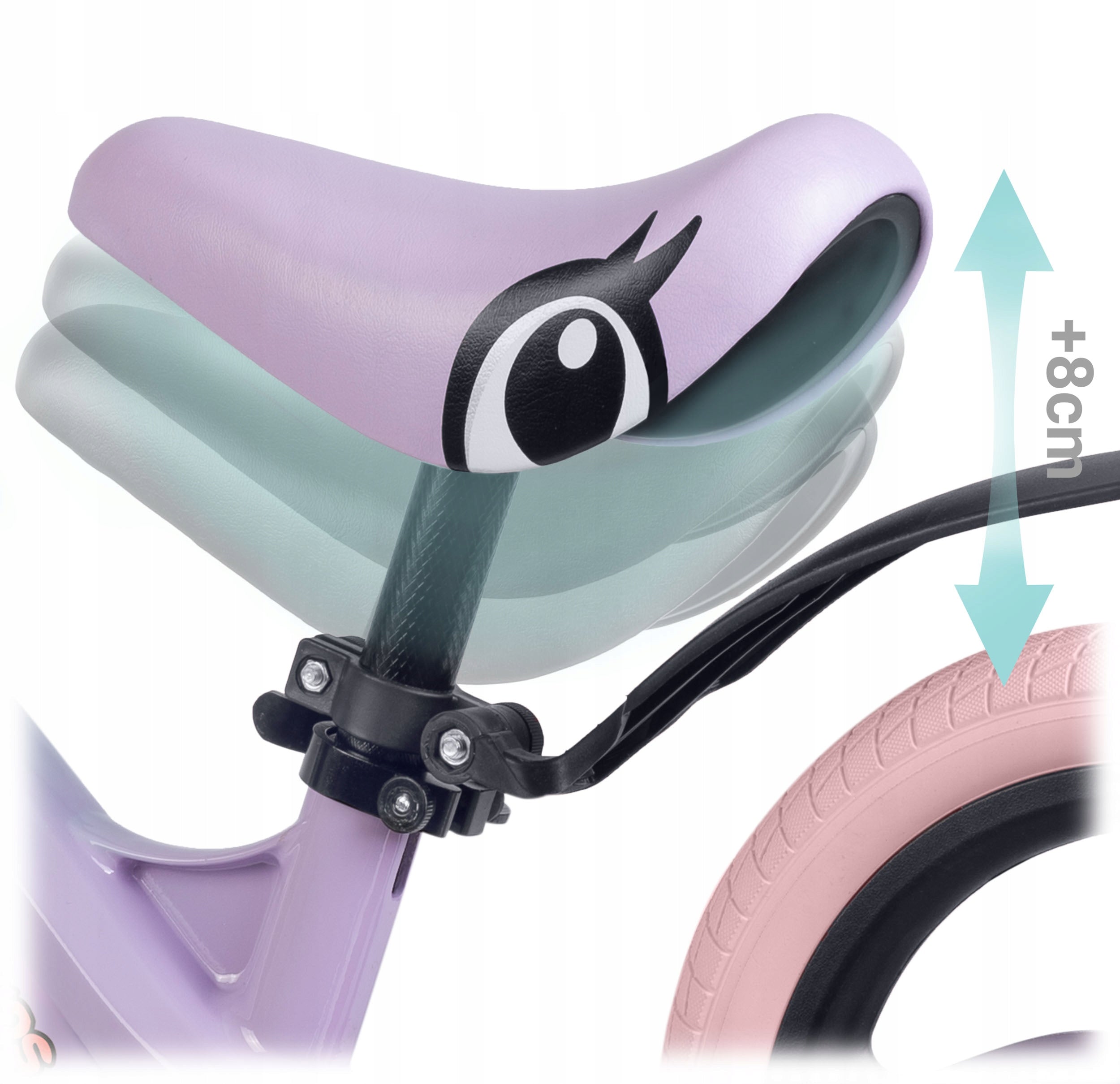 Children's balance bike magnetium Ricokids Funnu light Color purple blue pink multicolor