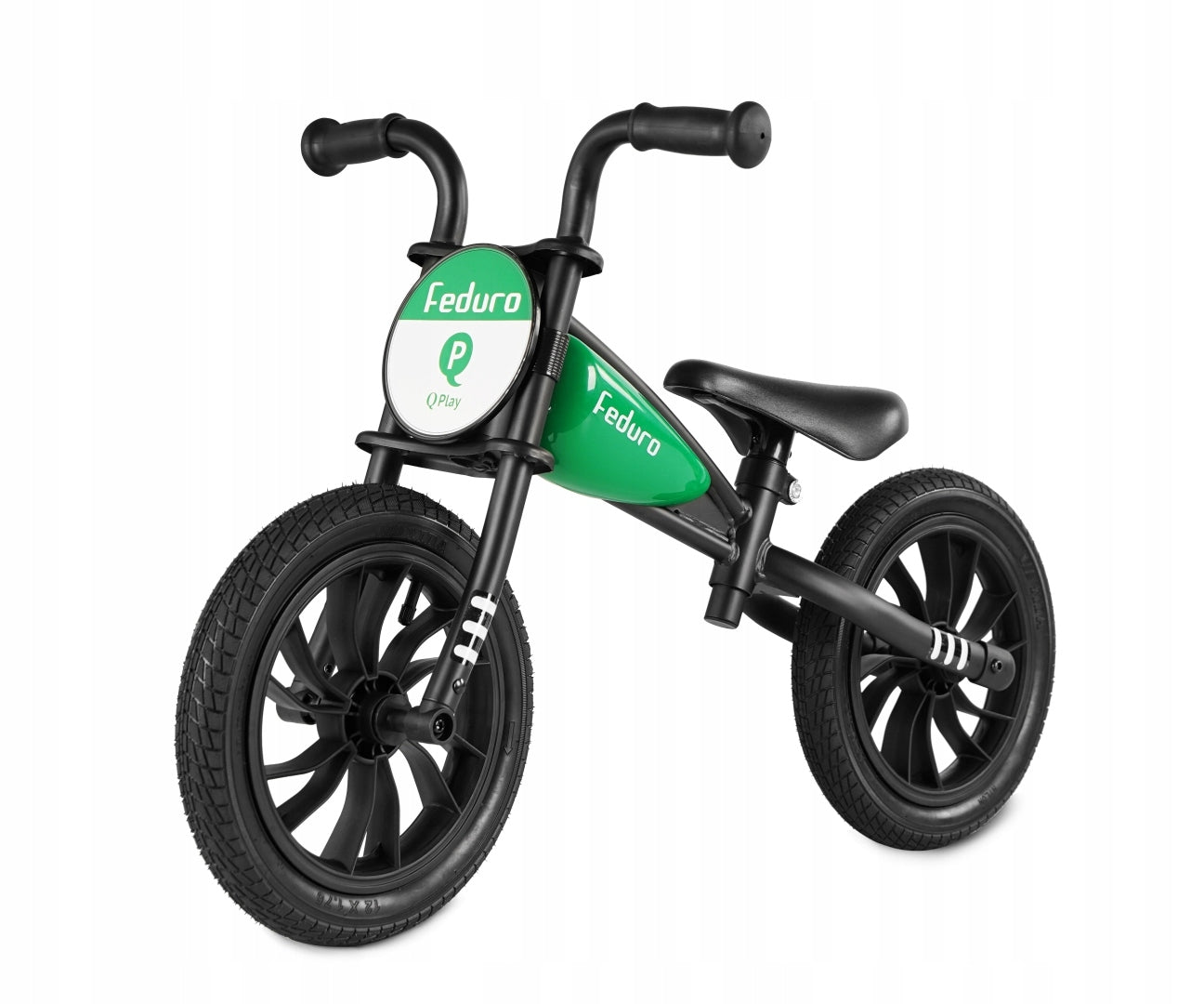 Children's balance bike pumped wheels 12" Feduro Green Qplay Packaging status original