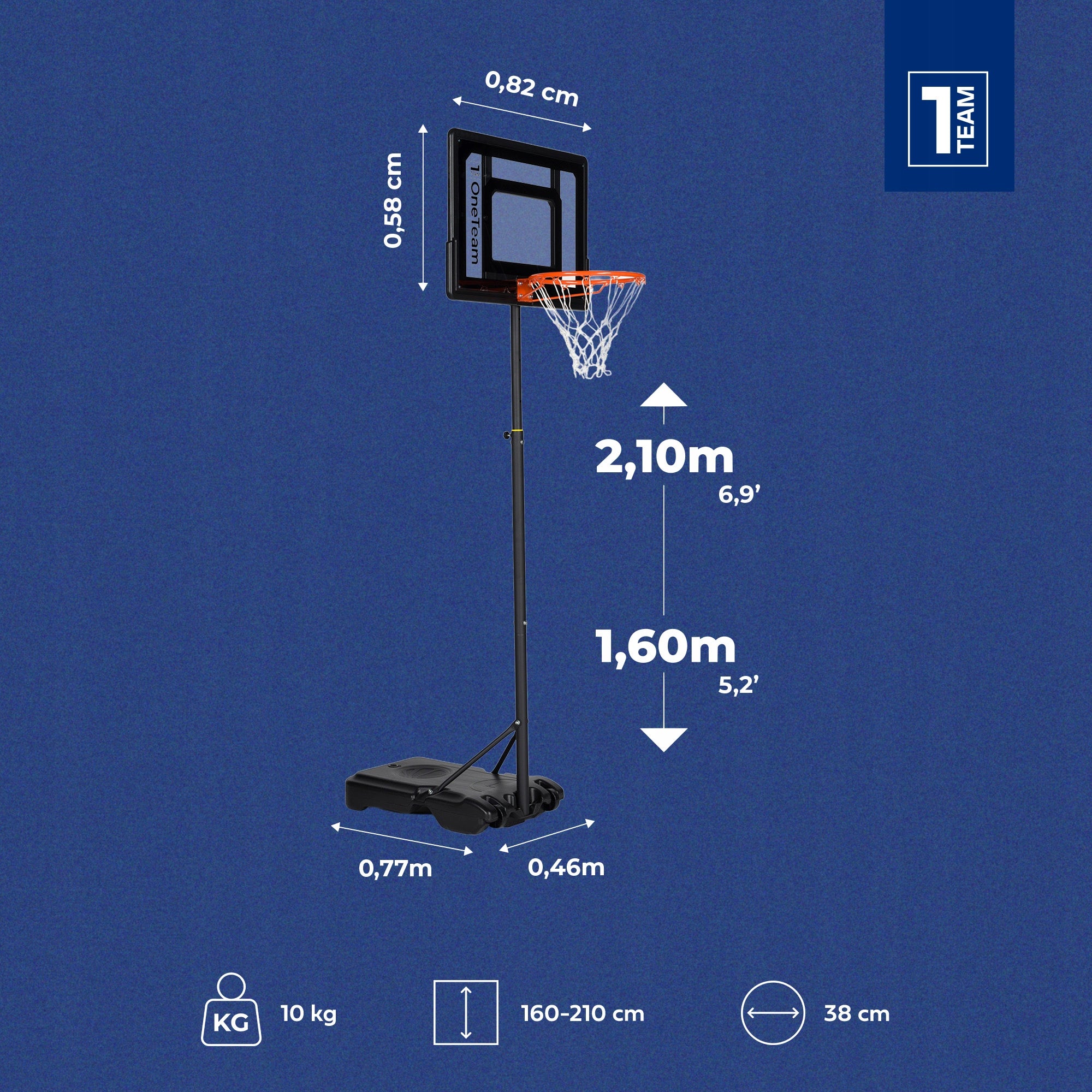 Children's basket / OneTeam BH03 / portable basketball adjustable 160-210 cm Packaging status original