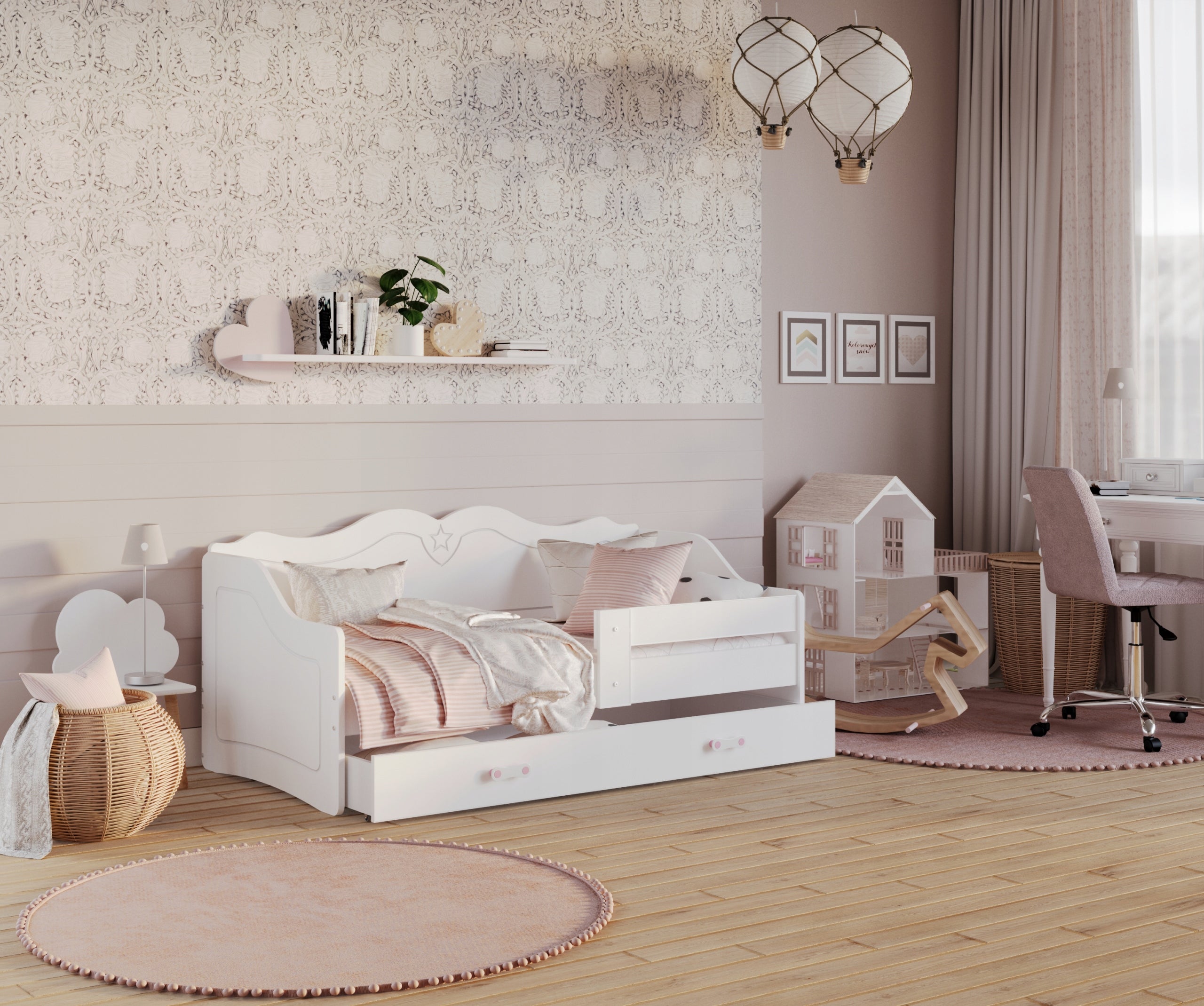 Children's bed 180x80 white + mattress LILI Color white