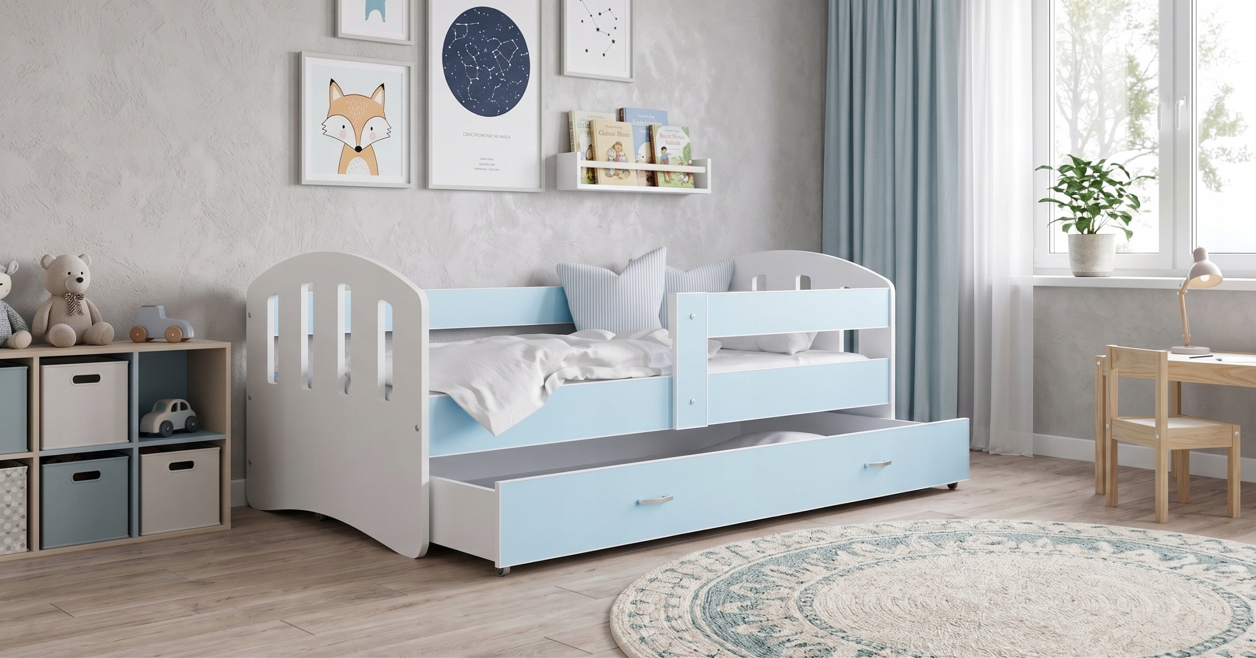 Children's bed 180x90 white + mattress HAPPY Brand AJKmeble