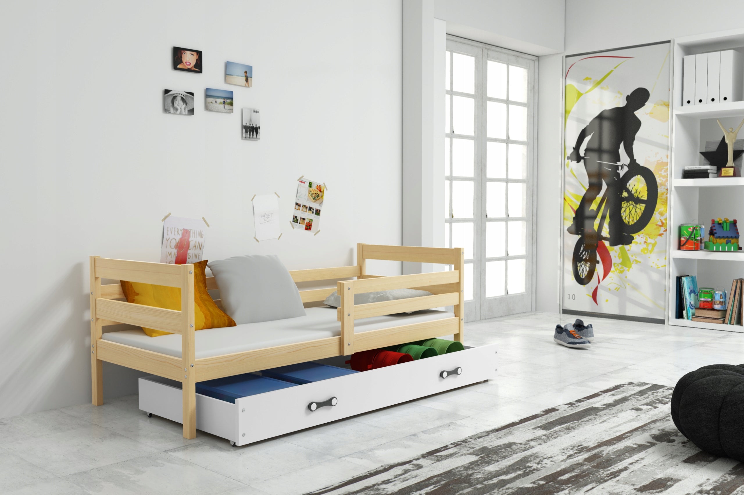 Children's bed 200x90 Eryk with mattress and frame Brand INTERBEDS