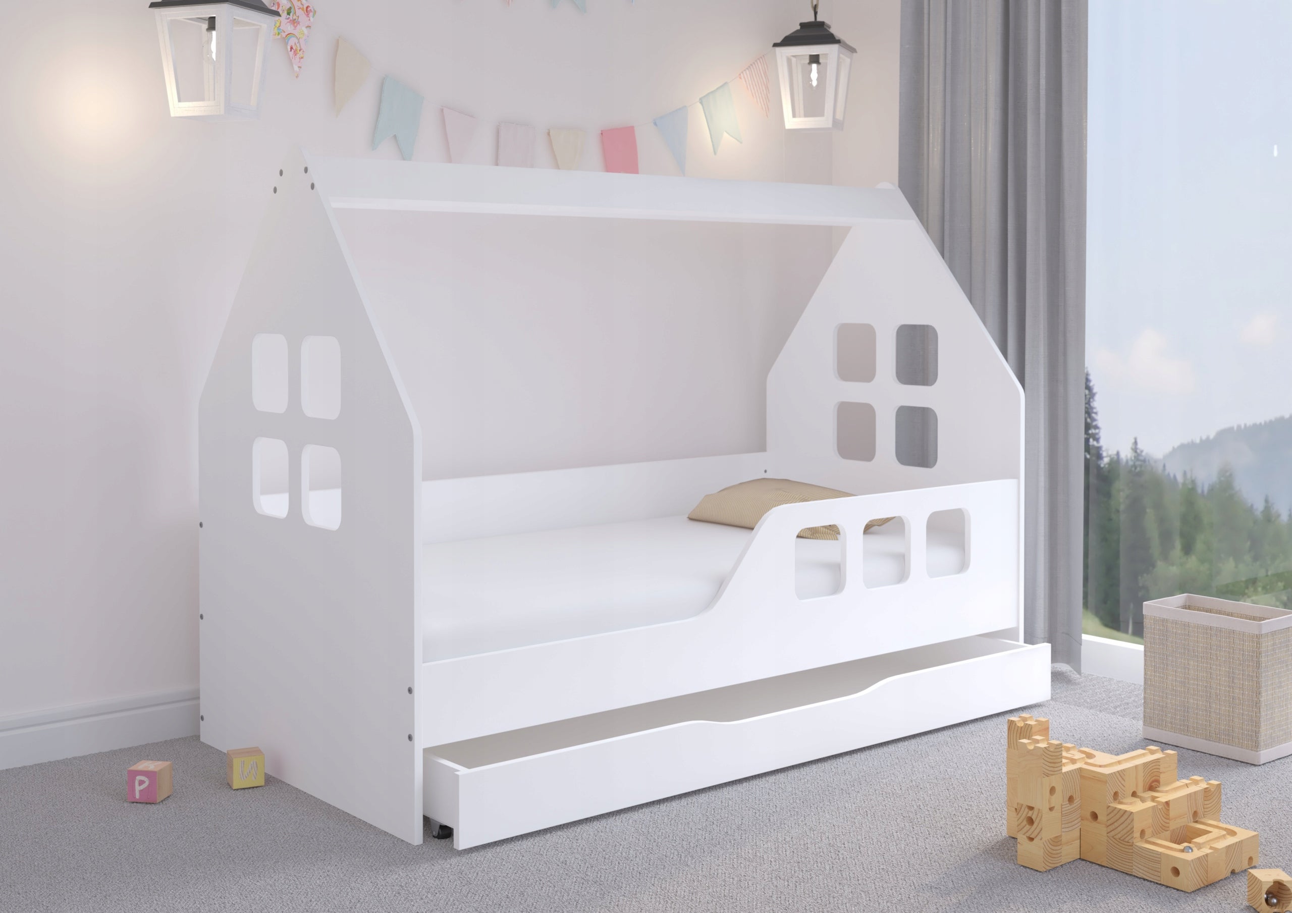 Children's bed COTTAGE with DRAWER 160x80 + mattress White Or Sonoma EAN (GTIN) 5903760653699
