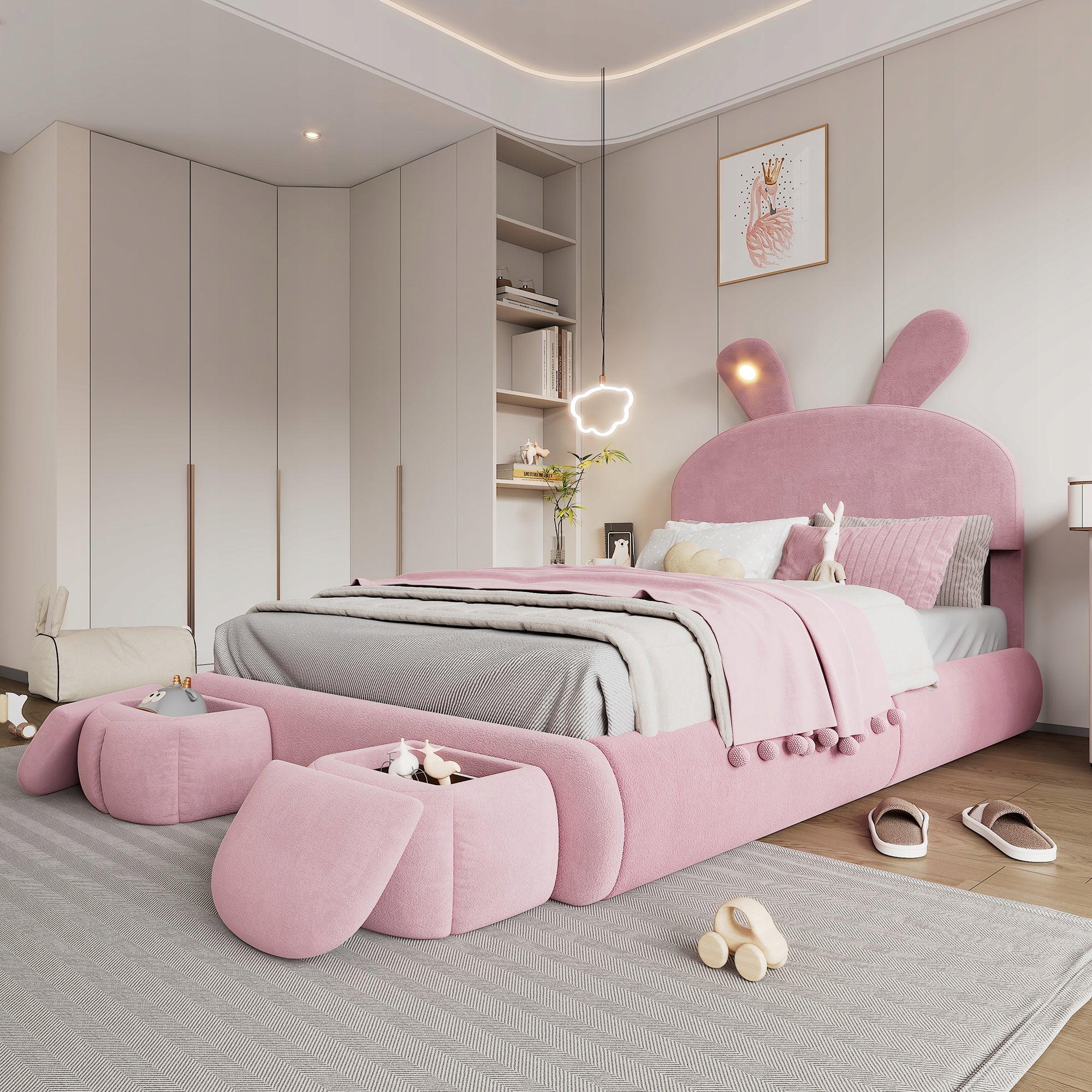 Children's bed Rabbit, hydraulic storage under the bed 140x200cm Packaging status original