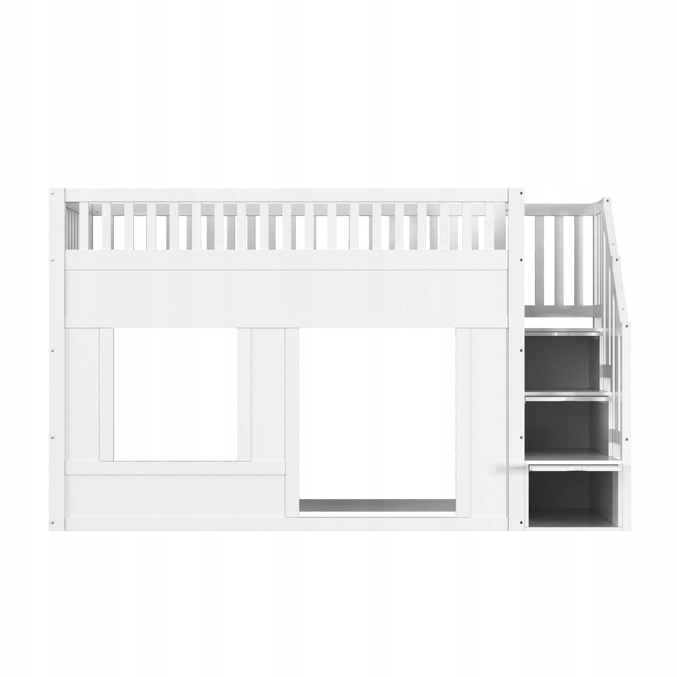 Children's bed, bunk bed, 90 x 200 cm, bunk bed with stairs White Brand Arhatreya