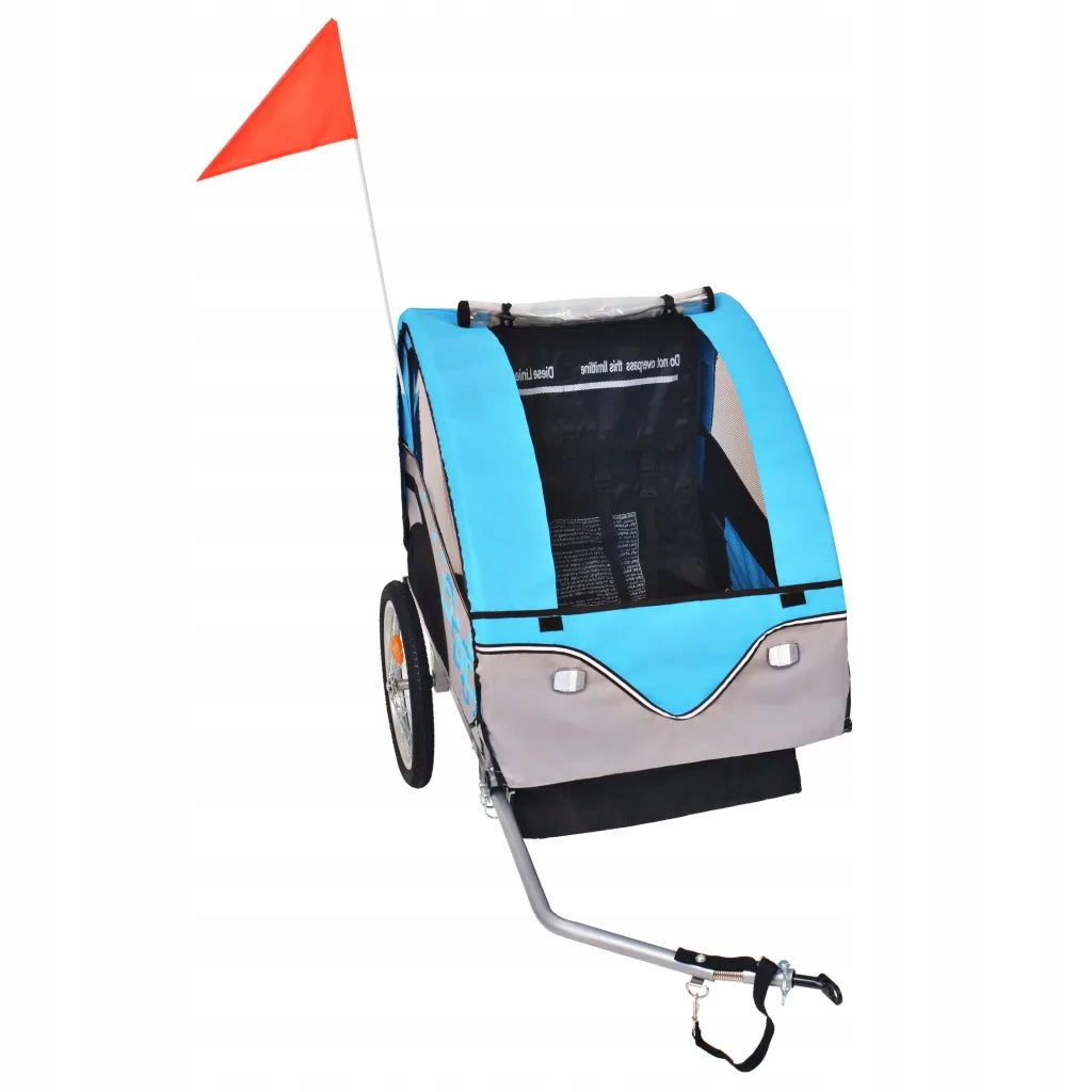 Children's bicycle trailer 1-2 person, grey-blue, 137x77x87 cm Brand no brand