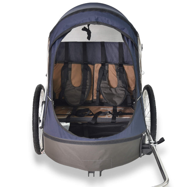 Children's bicycle trailer Wike Premium Double navy blue brown_n For for kids