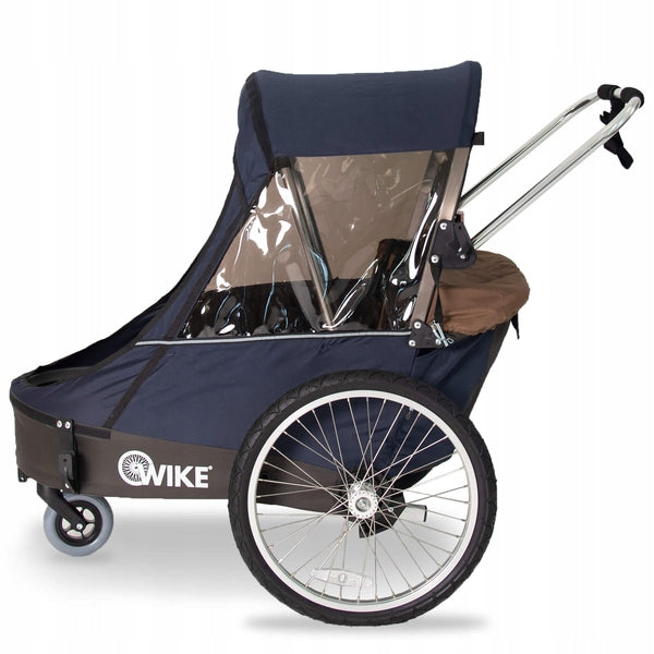 Children's bicycle trailer Wike Premium Double navy blue brown_n Manufacturer code WBT-PD-NB