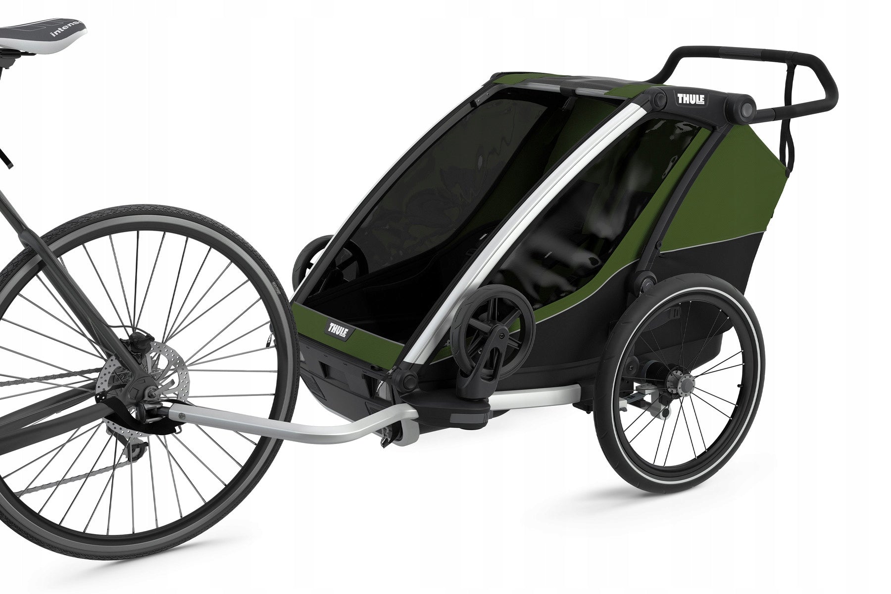 Children's bicycle trailer with shock absorption Thule Chariot Cab 2 Color green