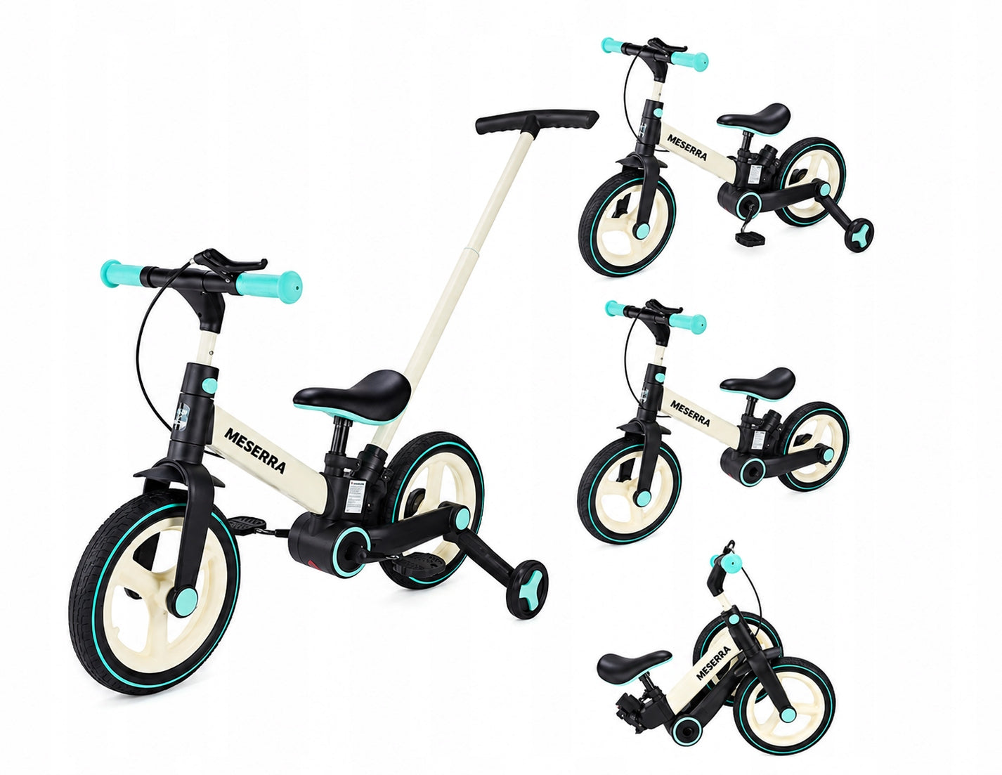 Children's bike running classic side wheels rider 12"6IN1 MESERRA