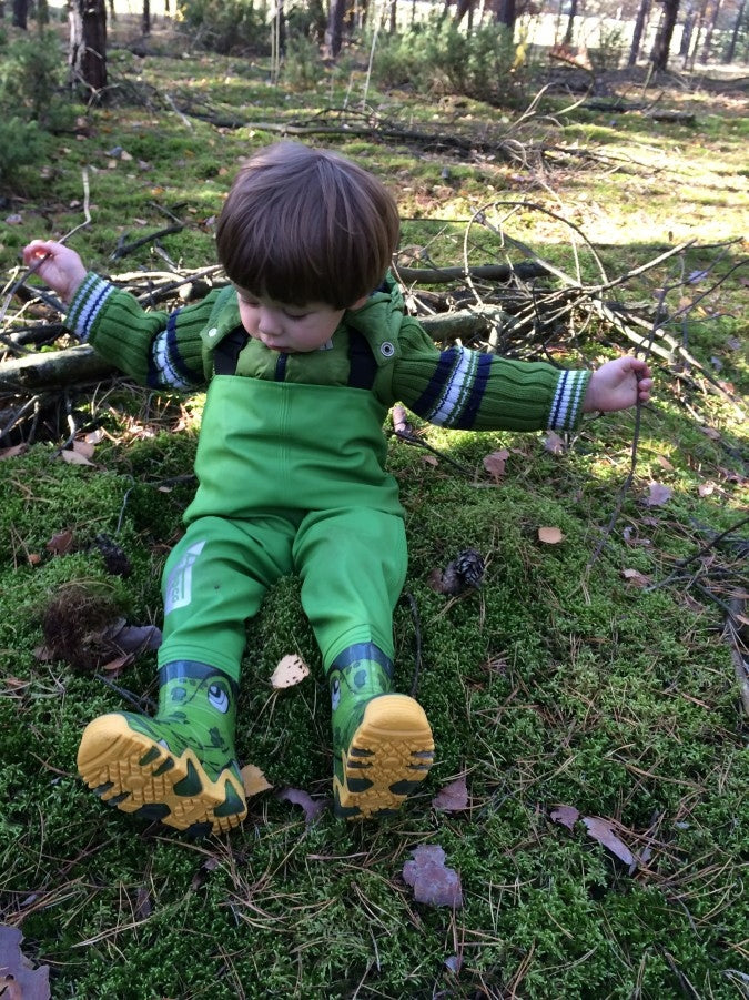 Children's bottoms 3Kamido, waders, waders - CROCODILES, green 32/33 Kind high (up to chest)