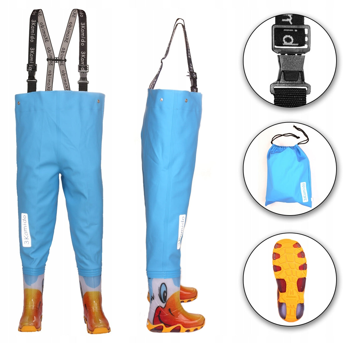 Children's bottoms 3Kamido, waders, waders - DUCKS, blue 28/29 Color blue