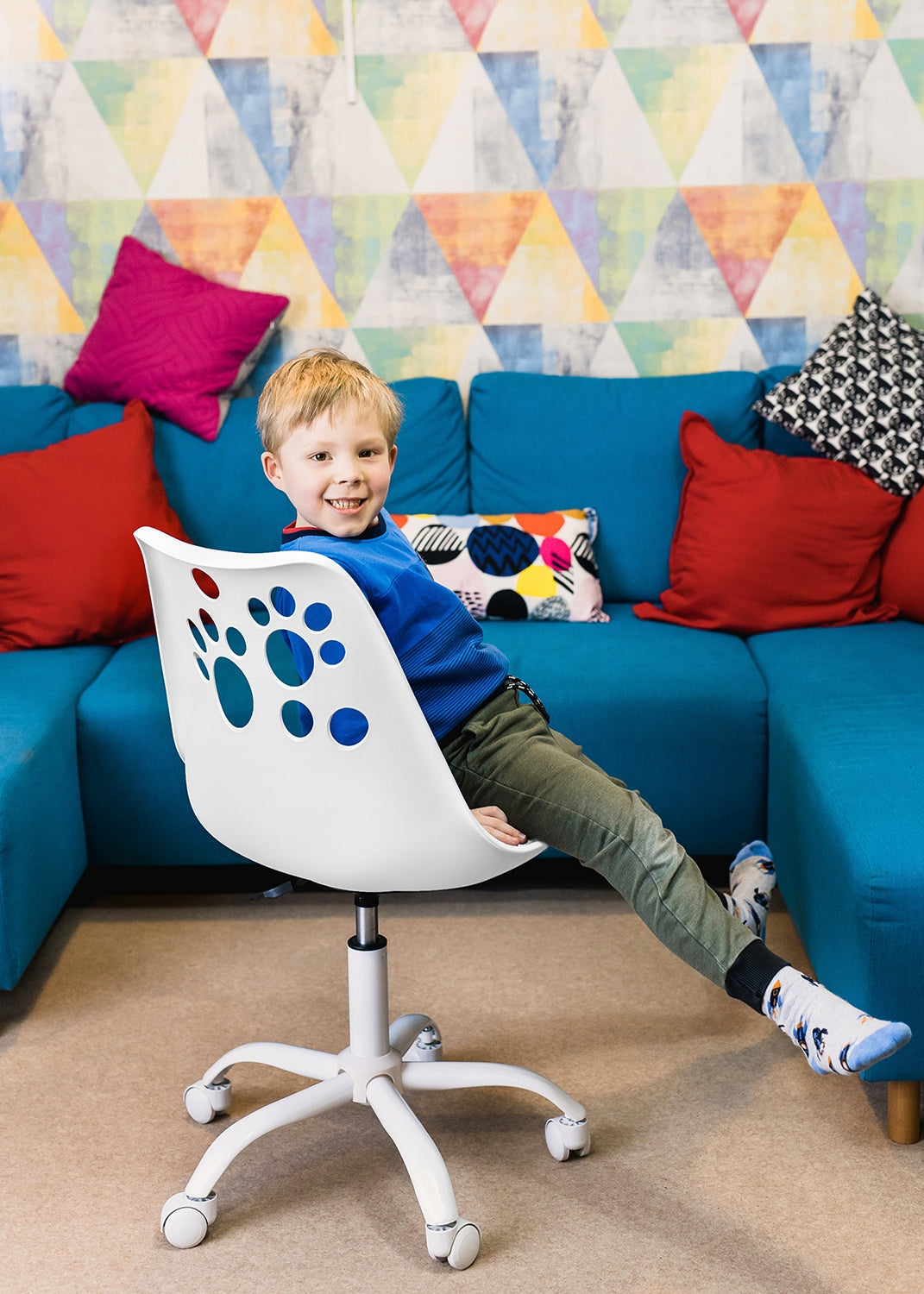 Children's desk chair Jumi Joy swivel White-Blue 1pcs Packaging status original