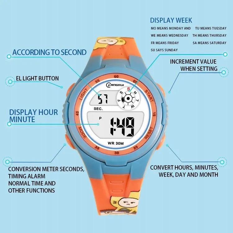 Children's digital watch Mingrui MR2117LK blue Brand no brand