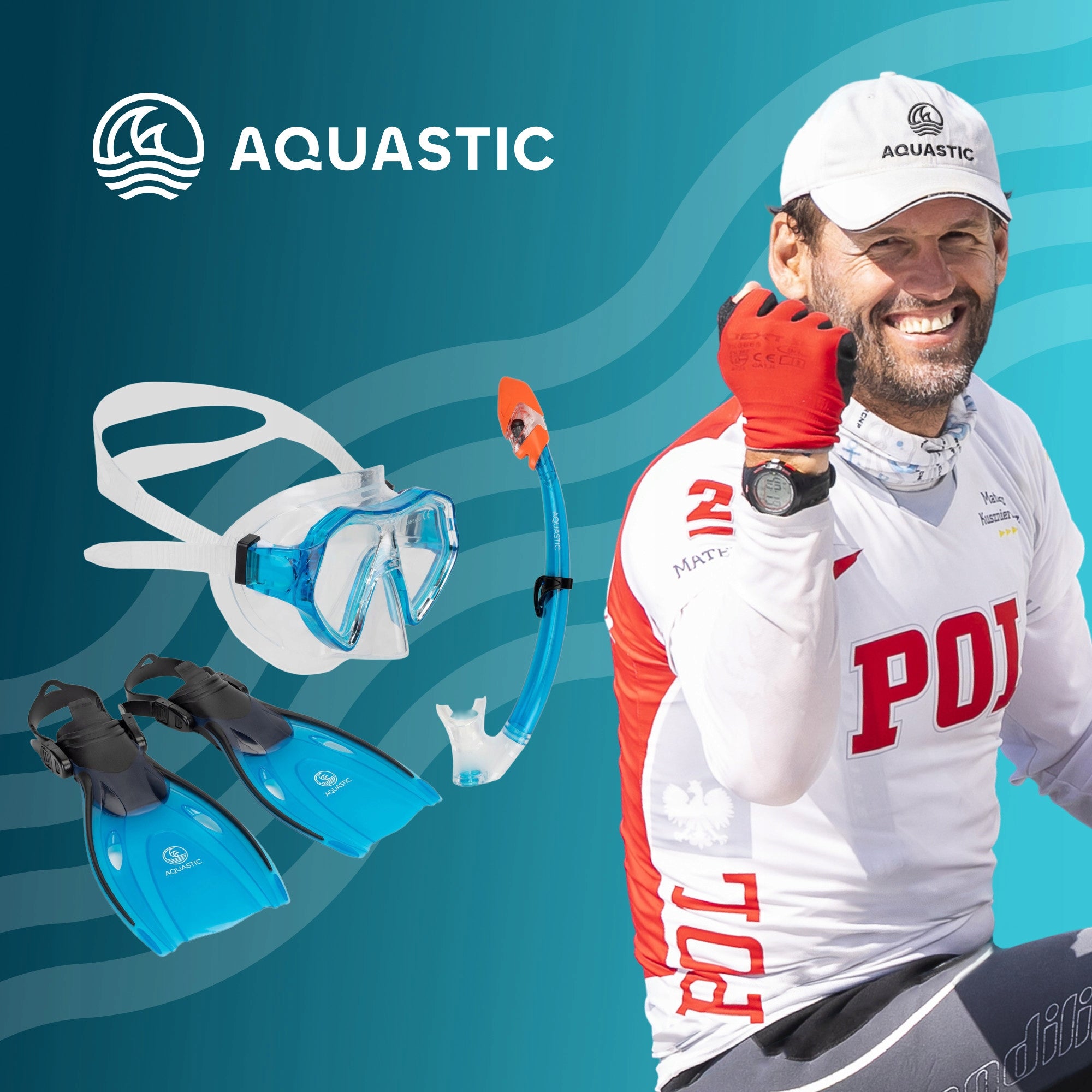 Children's diving set SNORKELING AQUASTIC MASK SNORKEL FIN 27/32 Brand Aquastic