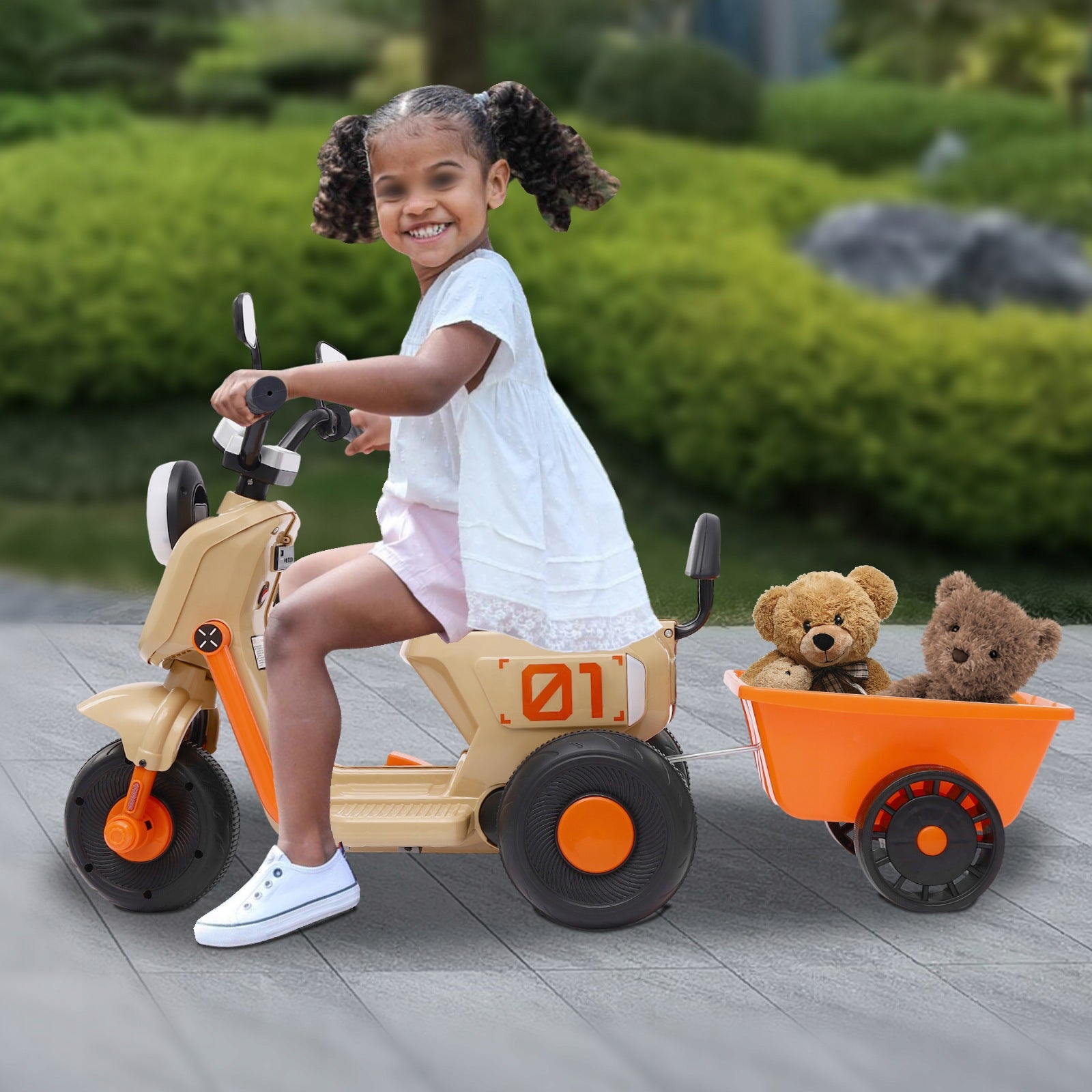 Children's electric motorcycle, Electric Tricycle with Rear Basket Manufacturer code 01